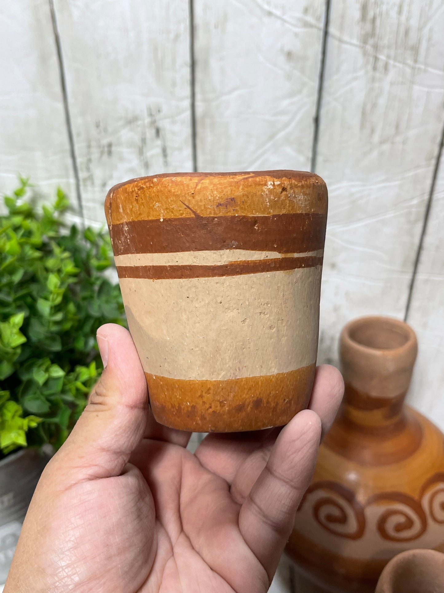Jalisco Authentic handcrafted vintage water jug/decanter/carafe/terracotta water jug/ botellon de barro natural tonala