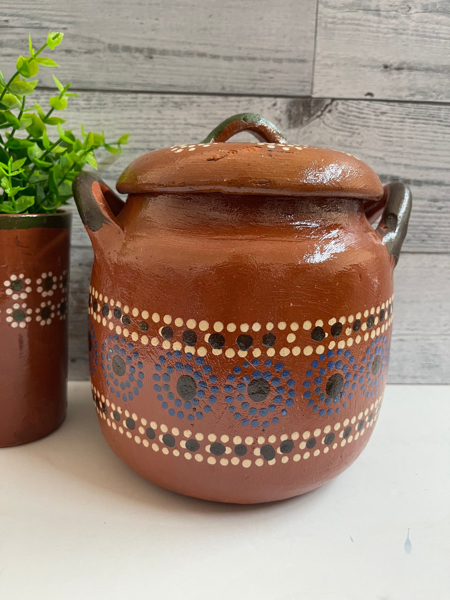 Olla frijolera Capula/olla florero/olla Michoacana/olla de barro frijolera con tapa/vintage bean pot with lid/handmade pot/handcrafted Mexico pot/florero de barro