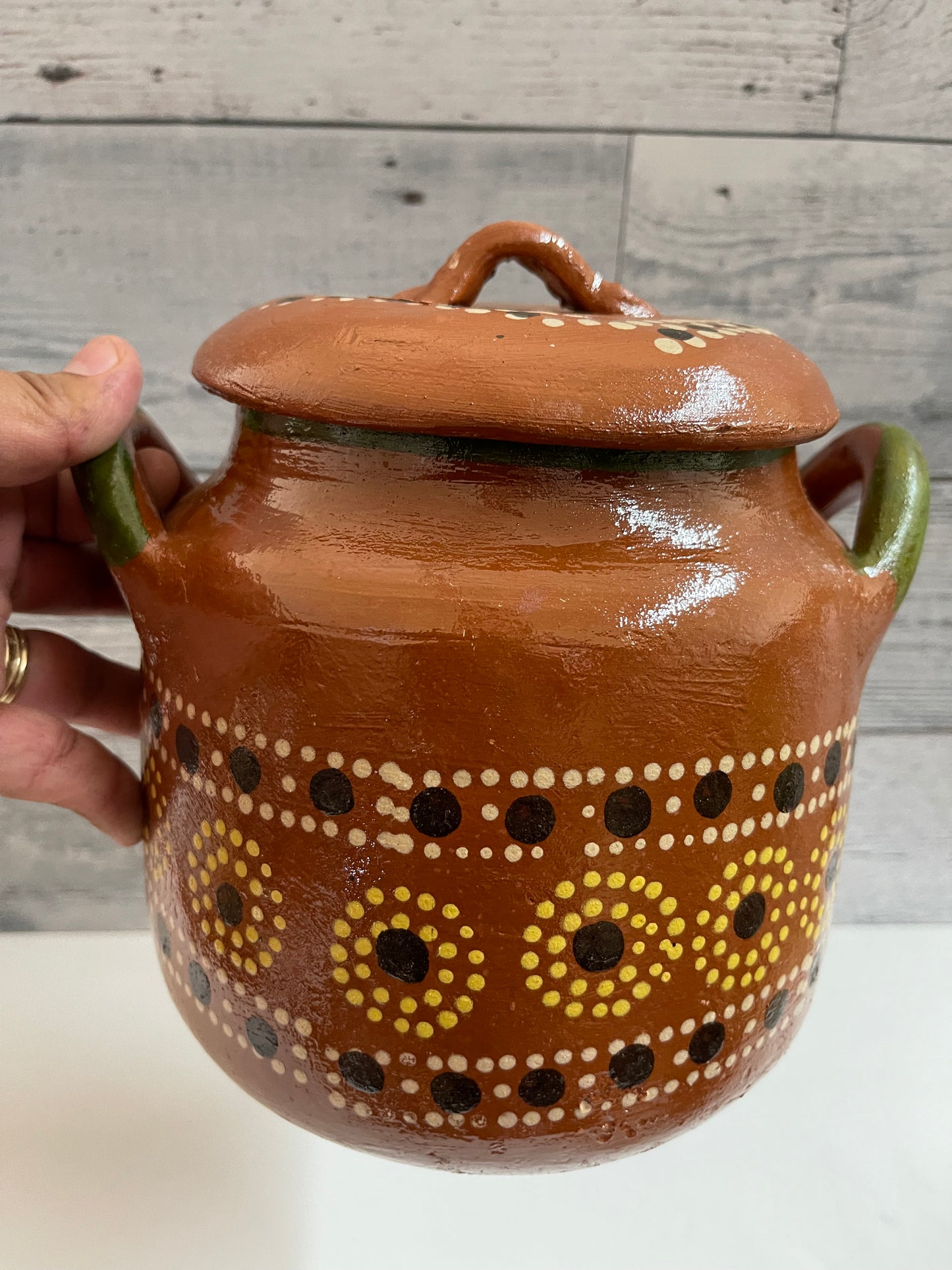 Olla frijolera Capula/olla florero/olla Michoacana/olla de barro frijolera con tapa/vintage bean pot with lid/handmade pot/handcrafted Mexico pot/florero de barro