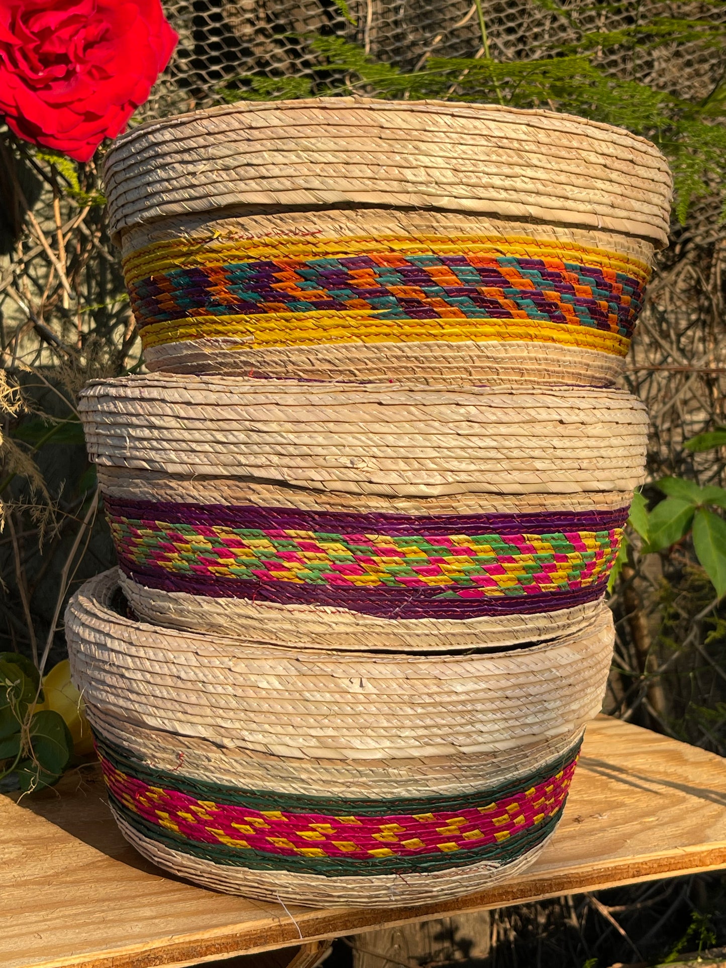 Tortillero de palma tejido grande/handwoven tortilla warmer/boho storage basket with lid/9” multipurpose basket