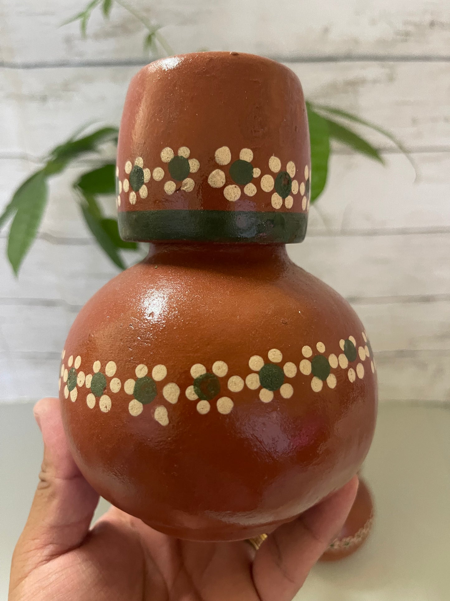 Red clay personal decanter/carafe/botellon de barro tradicional/clay carafe/clay decanter 5.5”/botellon mini