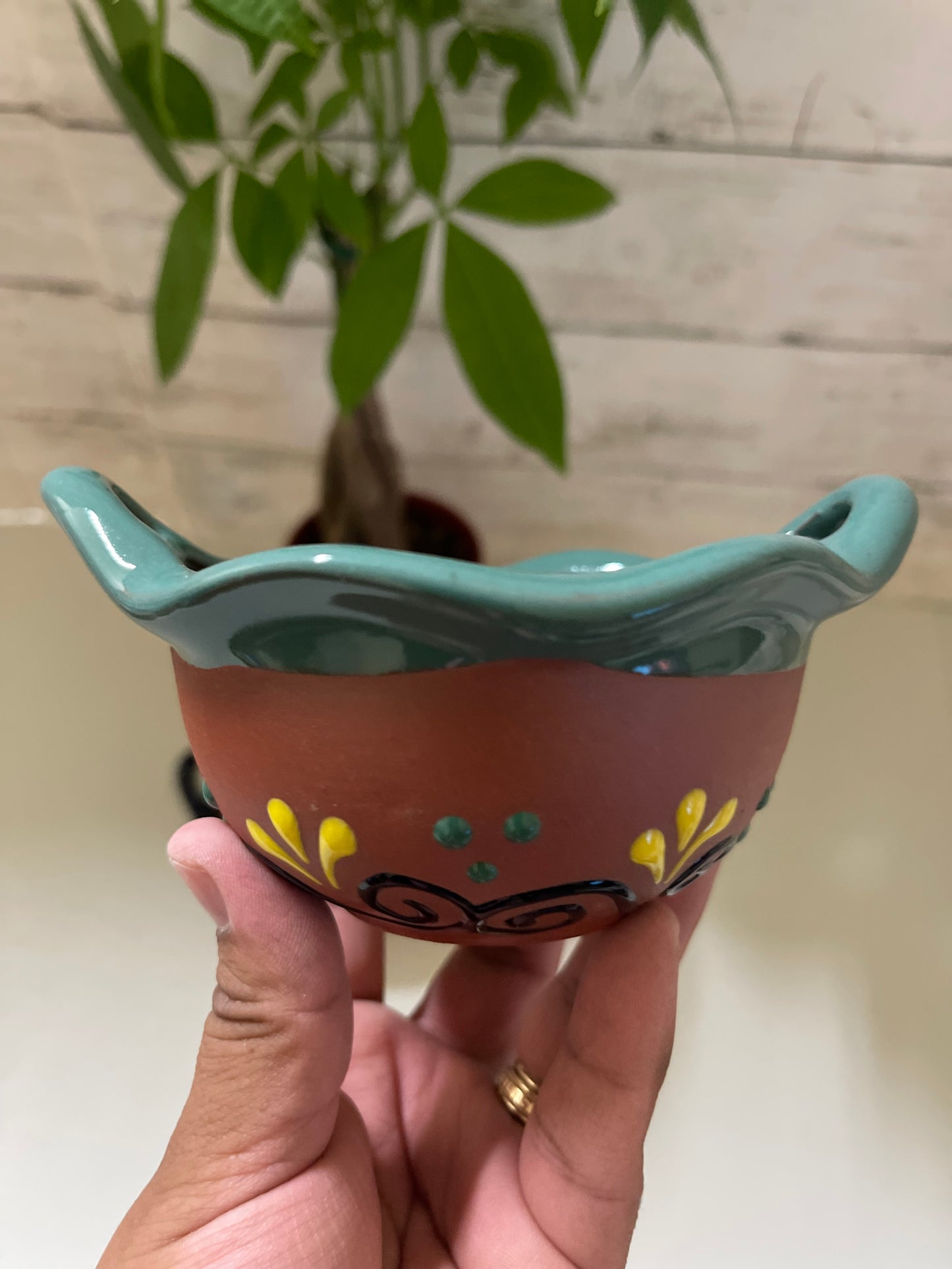 Mexican handmade hand painted pottery 4” cazuelita bowls- saleros de barro hechos a mano