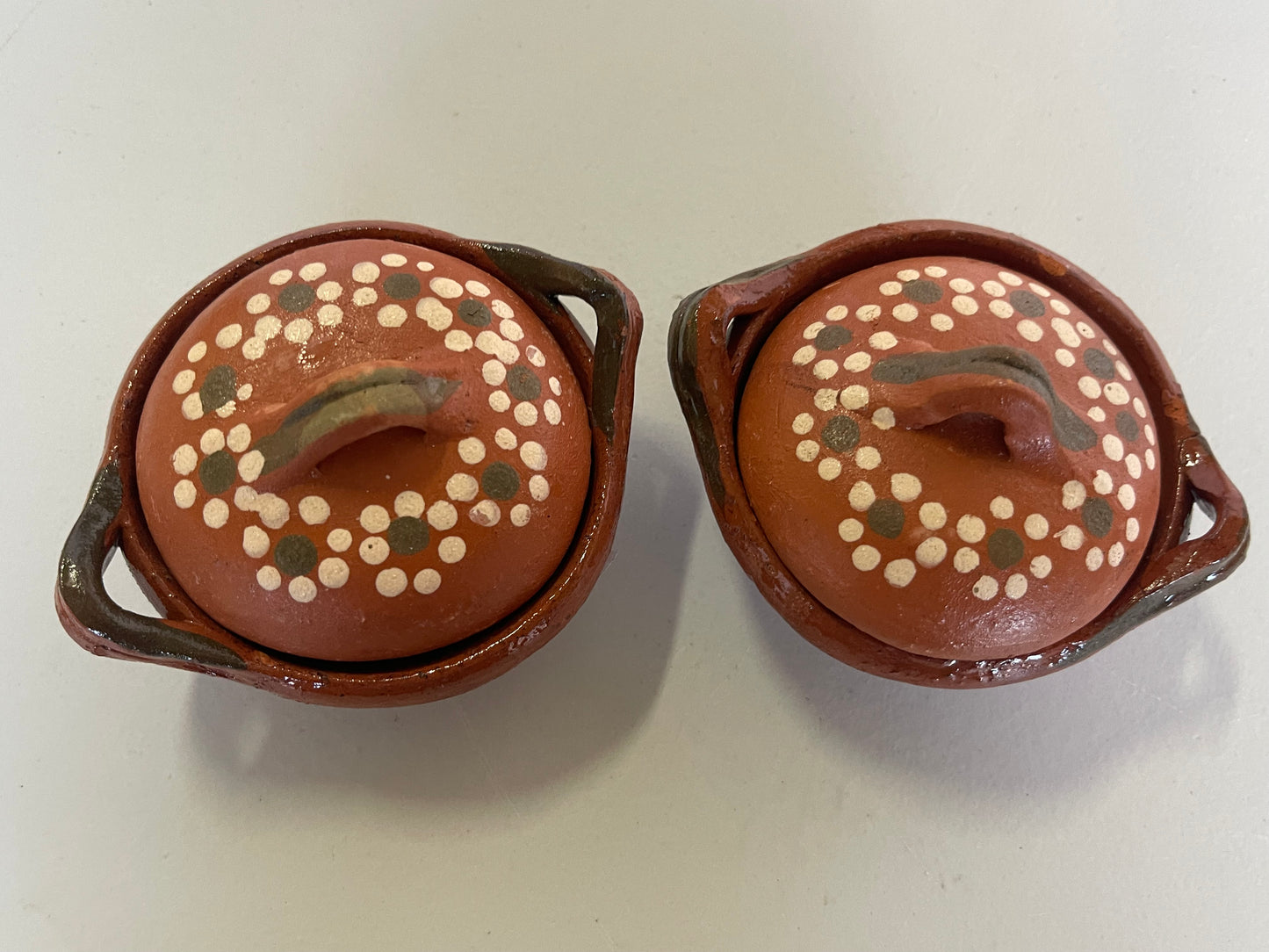 Mini cazuelita arrocera de barro/mini clay casserole 8-9cm-2pc set