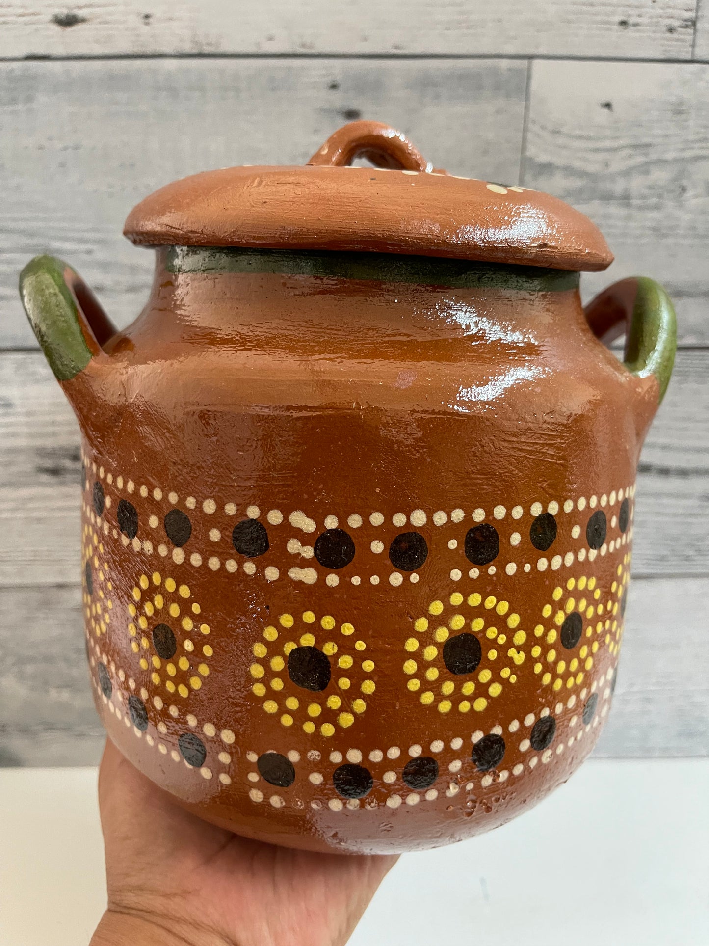 Olla frijolera Capula/olla florero/olla Michoacana/olla de barro frijolera con tapa/vintage bean pot with lid/handmade pot/handcrafted Mexico pot/florero de barro