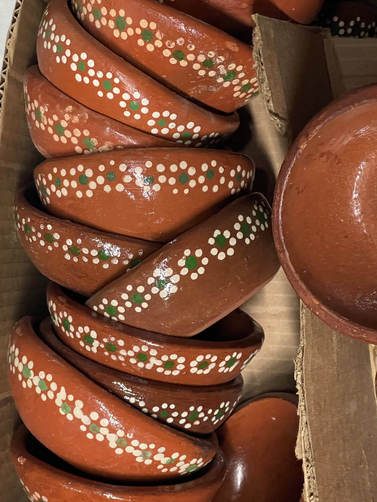 Hand made rustic 5”- 9oz serving/snack mexican clay bowls