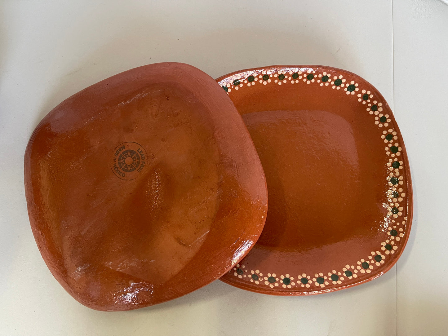 Plato de barro cuadrado 26cm/traditional square red clay plate/tray