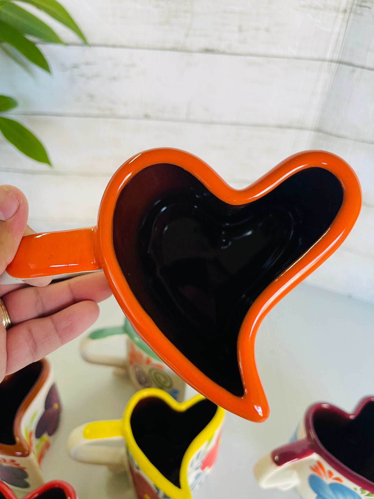 Large heart shape mug/taza corazón de barro grande 500ml/mexico pottery heart mug