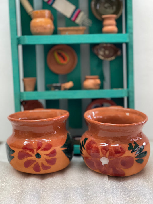 Mexican terracotta cafetero mug.2pc Mexican mug. Mexican cup. Barro de Puebla. Taza de barro. Barro Poblano. Lead free mexican mug.