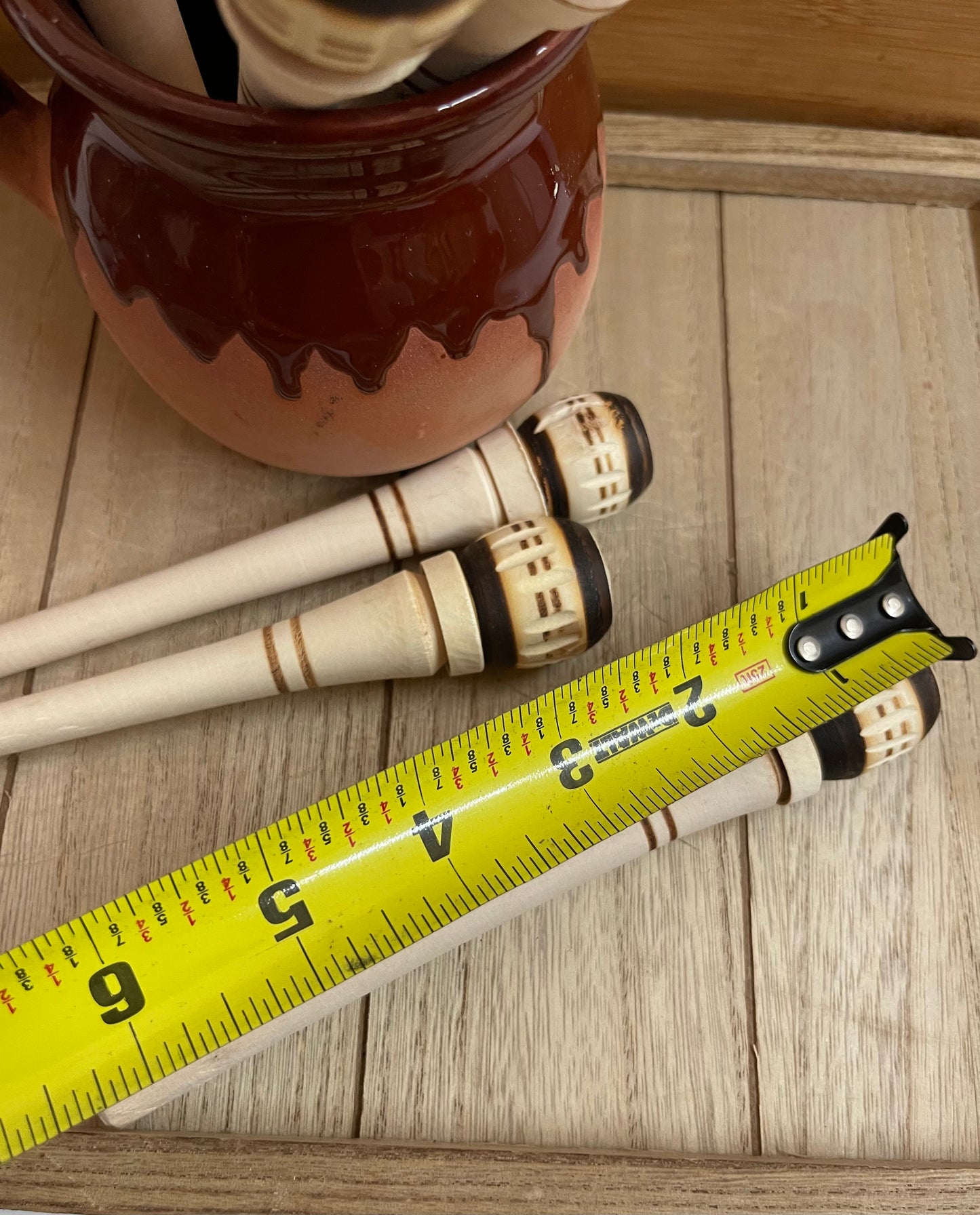 Mexico’s Handcrafted molinillo/spoon 2pc-6” wooden whisk/stirrer/mini molinillo de madera. Wooden tea spoon. Cuchara de madera