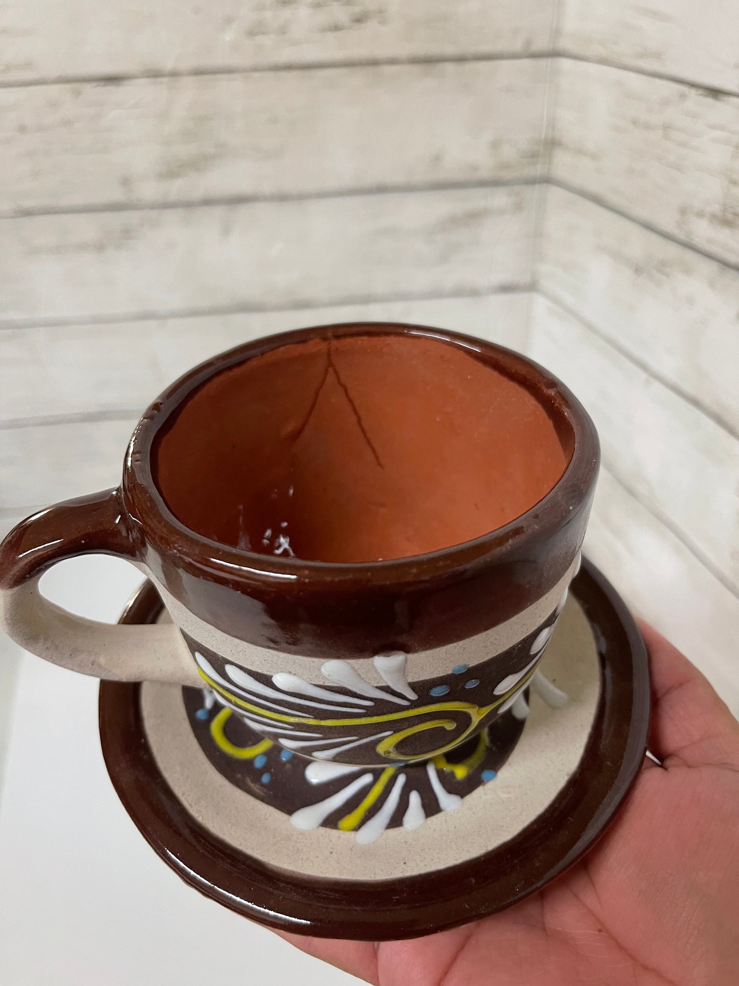 Michoacan pottery mug and plate gift set/barro mexicano taza y plato/artesania mexicana/juego de te/coffee gift set