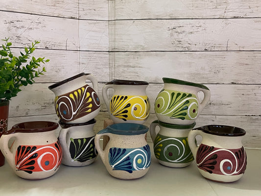 2pc- Handmade Mexican coffee mugs 4”-jarritos de barro
