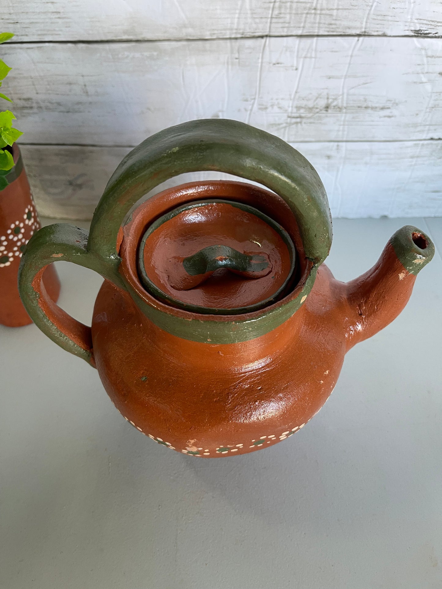 Mexico Vintage Teapot coffee set/terracotta teapot gift set/rustic coffee/tea set/Juego cafetero de barro Tonala lead free