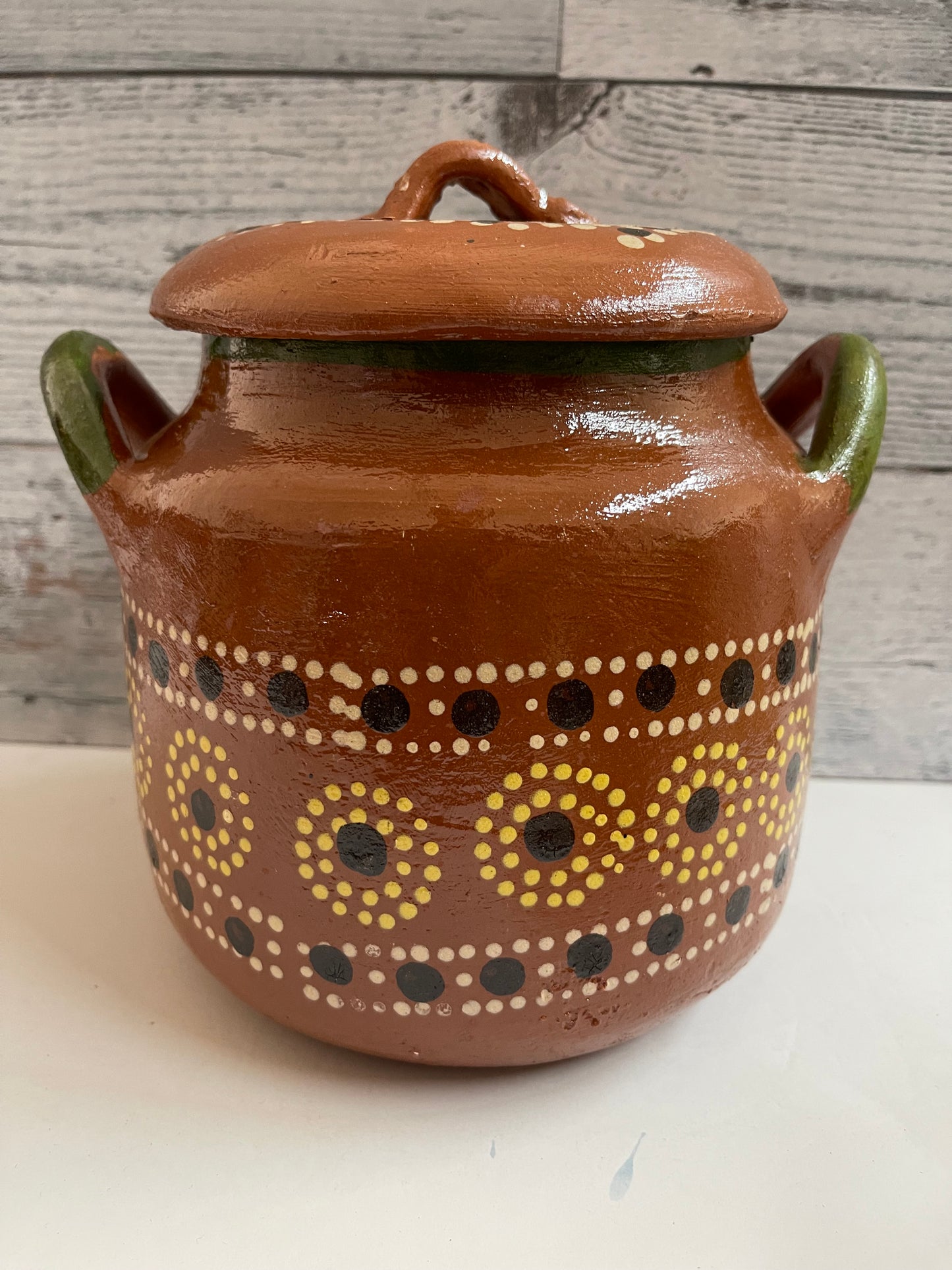 Olla frijolera Capula/olla florero/olla Michoacana/olla de barro frijolera con tapa/vintage bean pot with lid/handmade pot/handcrafted Mexico pot/florero de barro