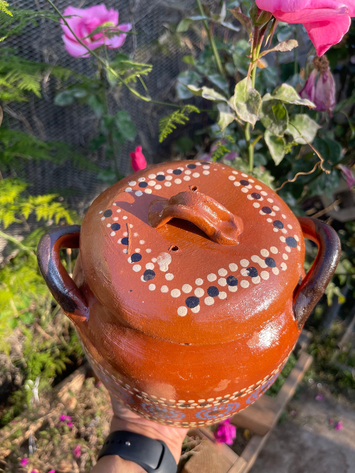 Olla frijolera Capula/olla florero/olla Michoacana/olla de barro frijolera con tapa/vintage bean pot with lid/handmade pot/handcrafted Mexico pot/florero de barro