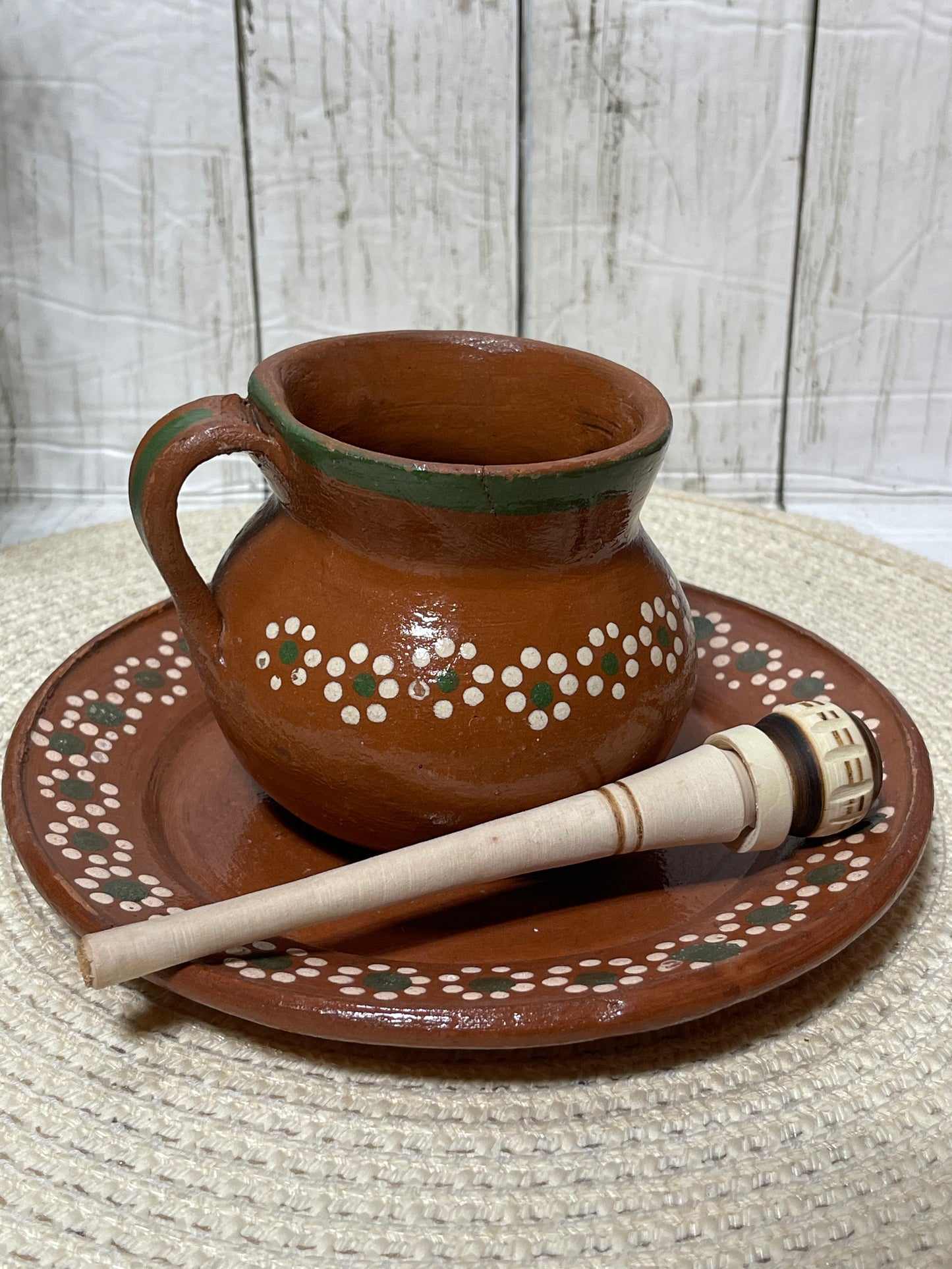 Mexico’s Handcrafted 2pc-6” wooden whisk/stirrer/mini molinillo de madera