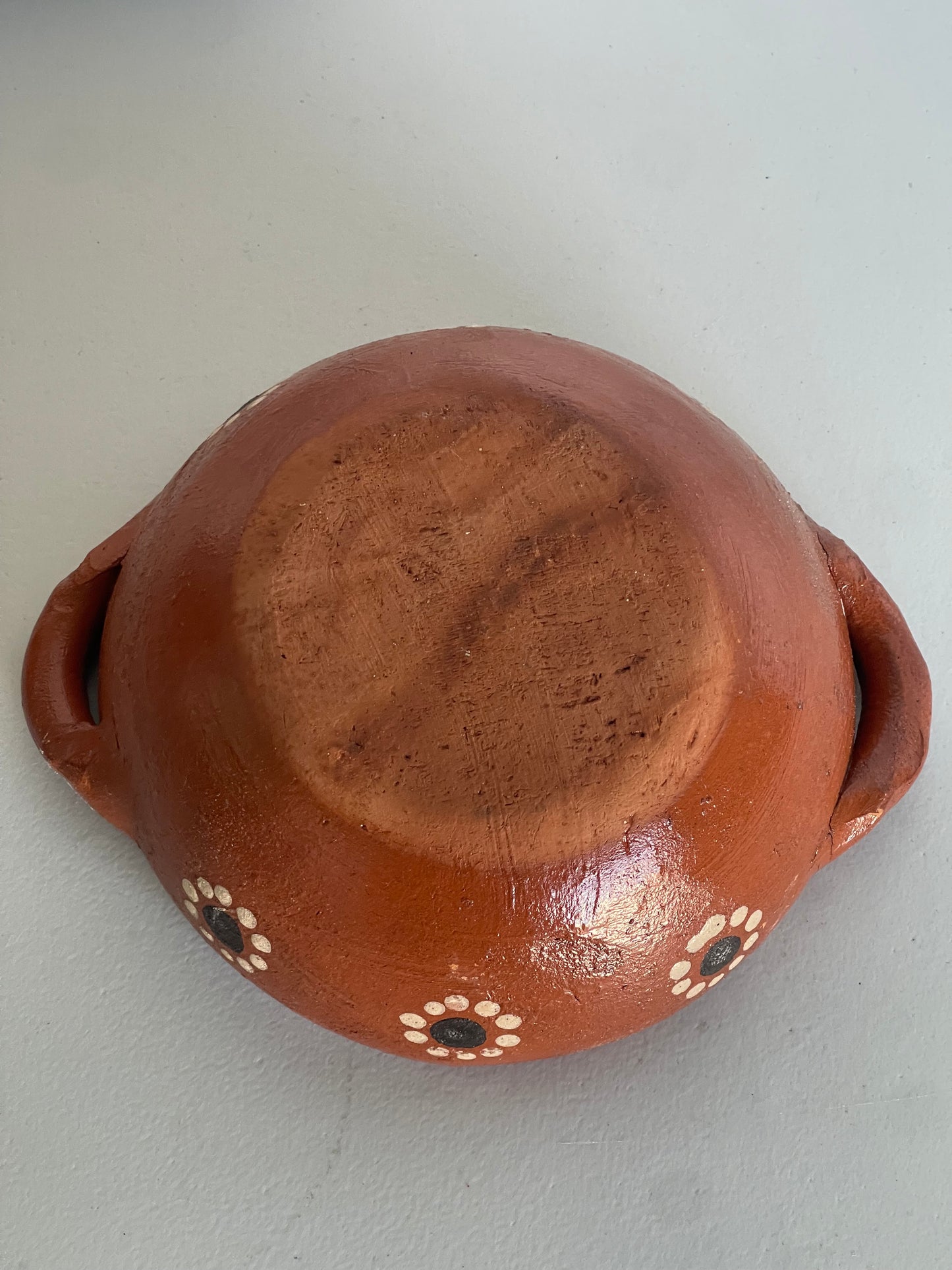 Cazuelita de barro girasol hecha a mano. Lead Free Mexico handmade terracotta cazuelita bowl with lid