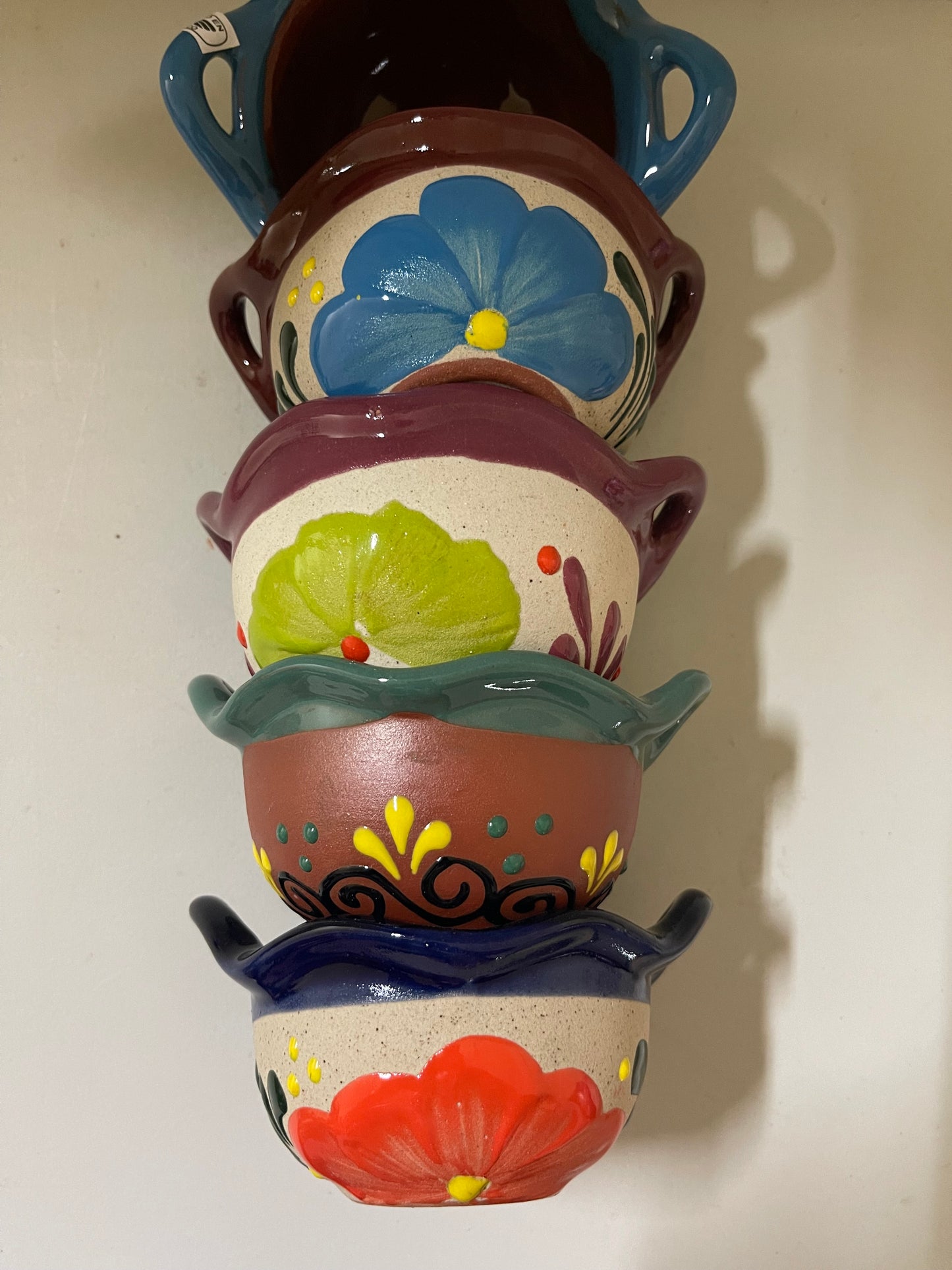 Mexican handmade hand painted pottery 4” cazuelita bowls- saleros de barro hechos a mano
