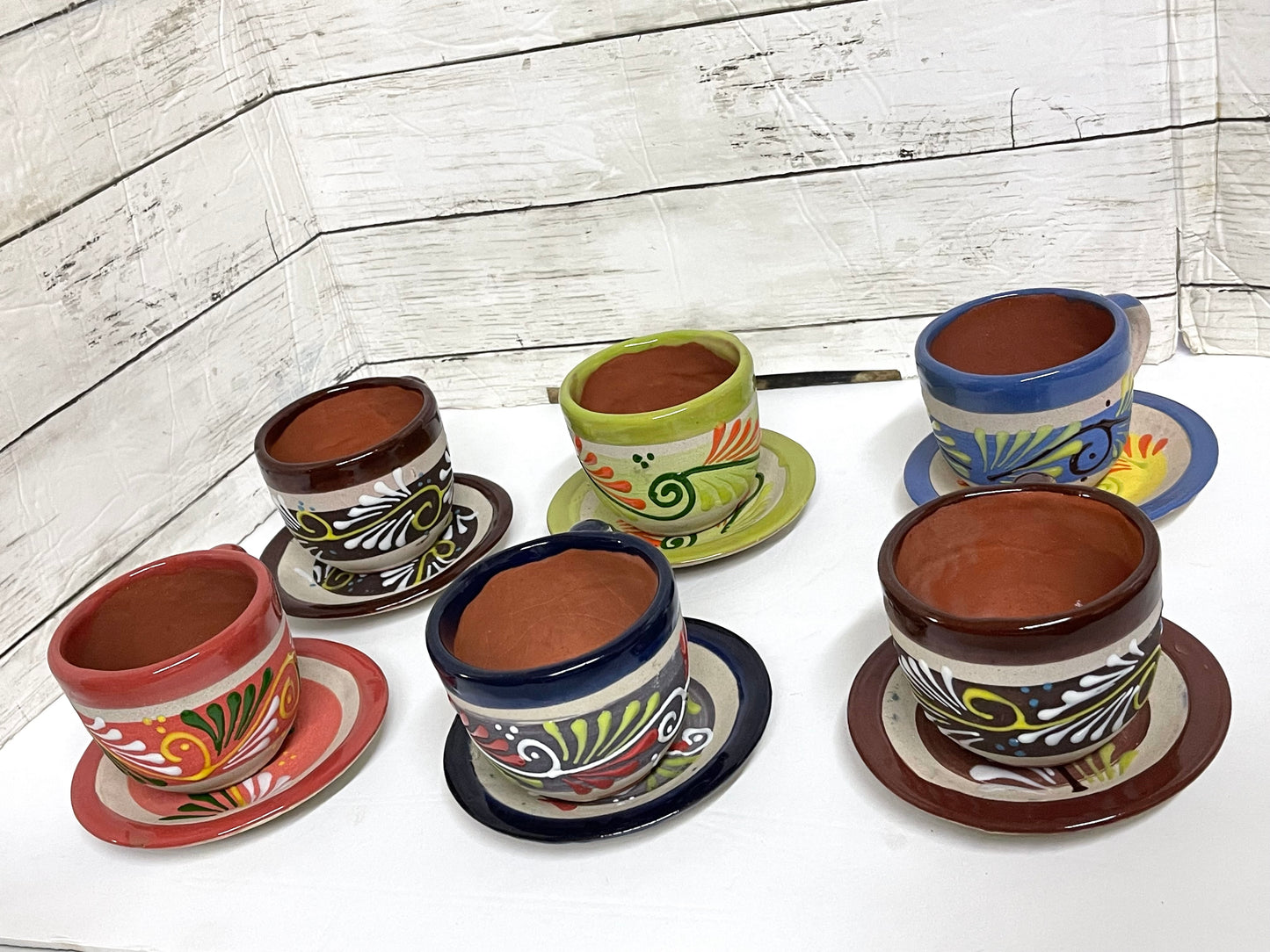 Michoacan pottery mug and plate gift set/barro mexicano taza y plato/artesania mexicana/juego de te/coffee gift set