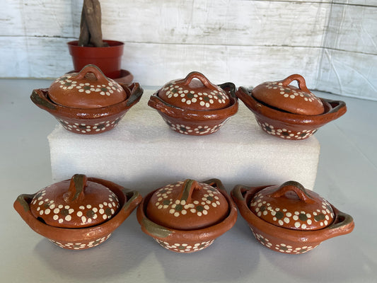 Mini cazuelita arrocera de barro/mini clay casserole 8-9cm-2pc set