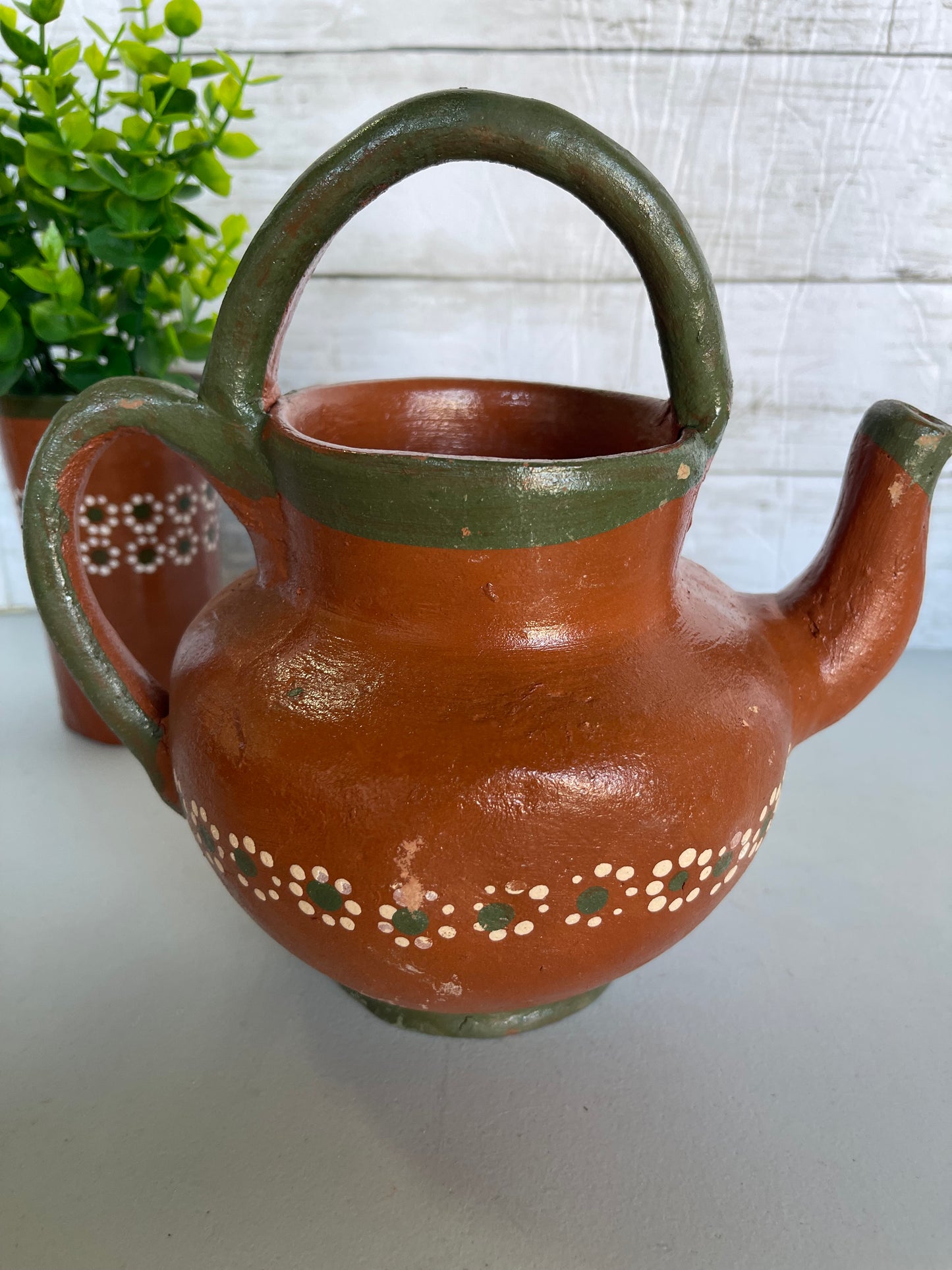 Mexico Vintage Teapot coffee set/terracotta teapot gift set/rustic coffee/tea set/Juego cafetero de barro Tonala lead free