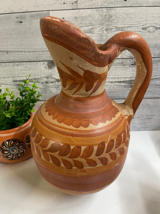 Mexico Handmade rustic terracotta water jar/ jarra de barro natural/natural terracotta hand shaped/mexico vintage water jar/pitcher