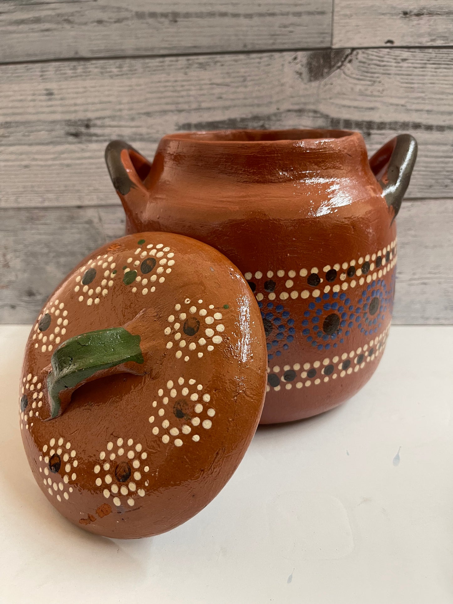 Olla frijolera Capula/olla florero/olla Michoacana/olla de barro frijolera con tapa/vintage bean pot with lid/handmade pot/handcrafted Mexico pot/florero de barro