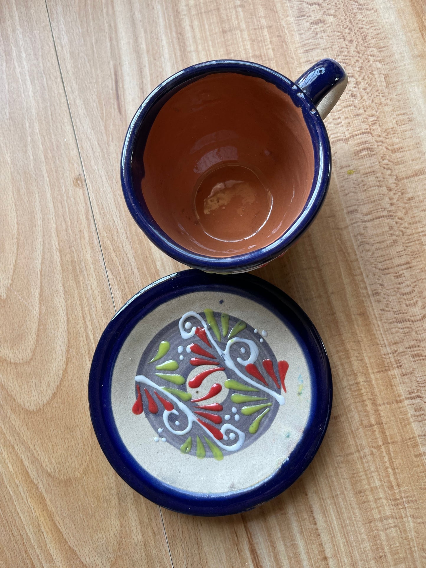 Michoacan pottery mug and plate gift set/barro mexicano taza y plato/artesania mexicana/juego de te/coffee gift set