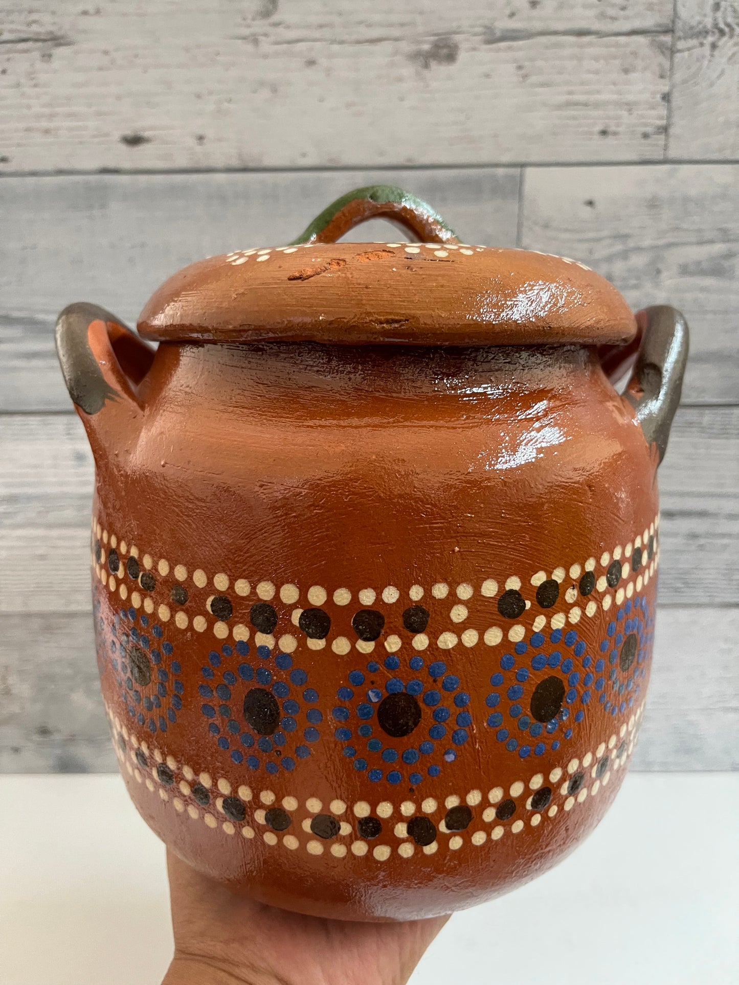 Olla frijolera Capula/olla florero/olla Michoacana/olla de barro frijolera con tapa/vintage bean pot with lid/handmade pot/handcrafted Mexico pot/florero de barro