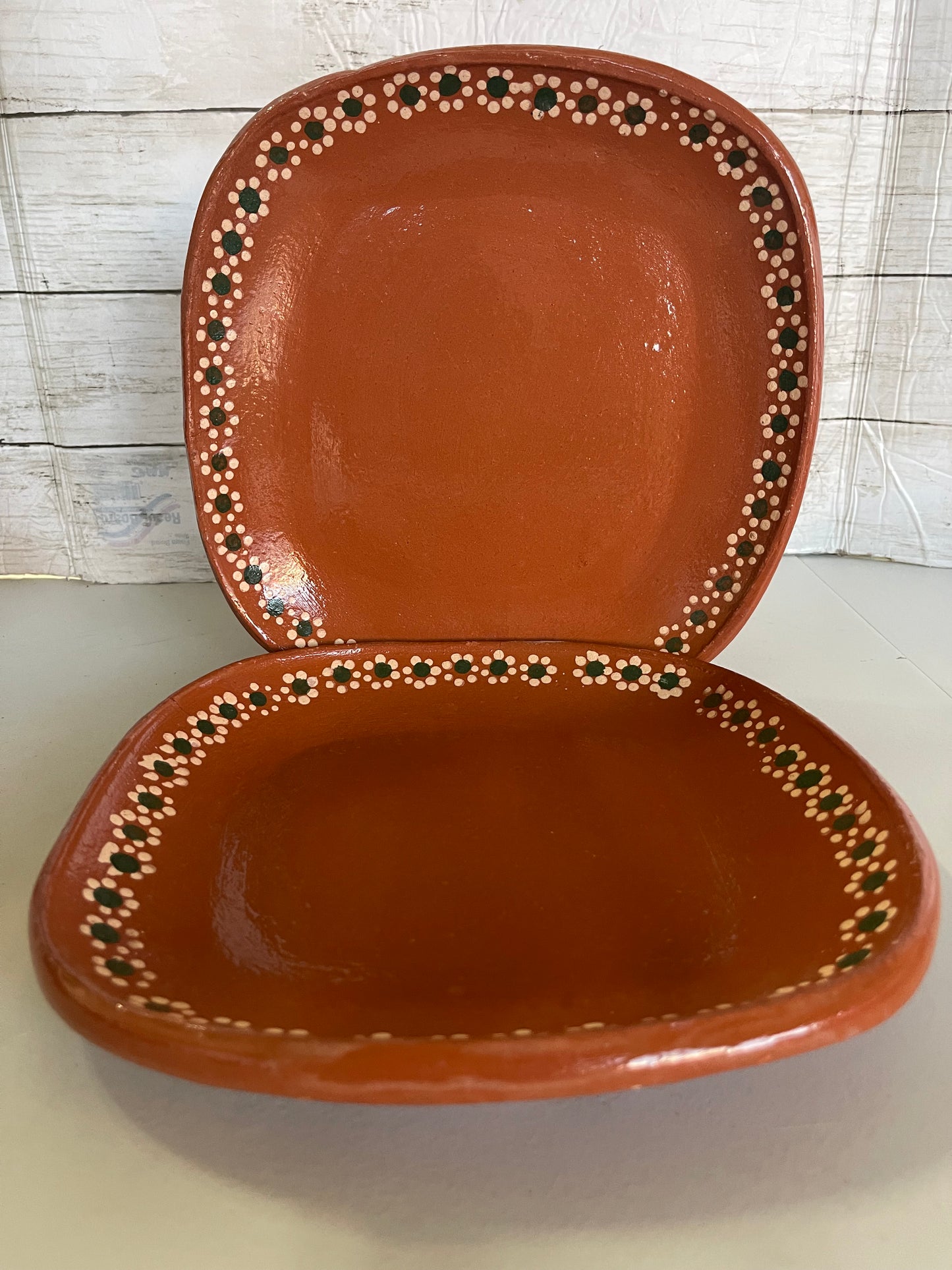 Plato de barro cuadrado 26cm/traditional square red clay plate/tray