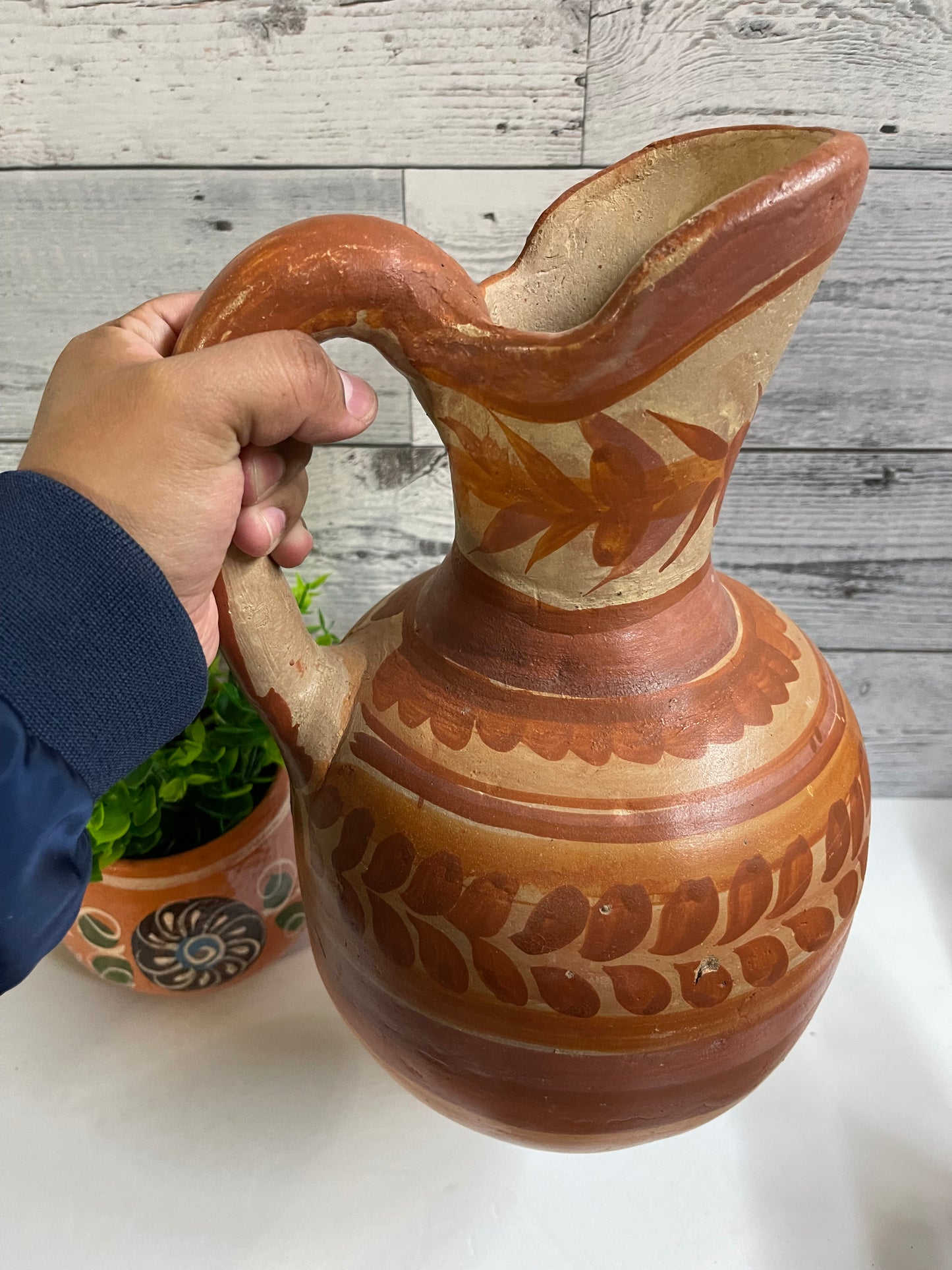 Mexico Handmade rustic terracotta water jar/ jarra de barro natural/natural terracotta hand shaped/mexico vintage water jar/pitcher