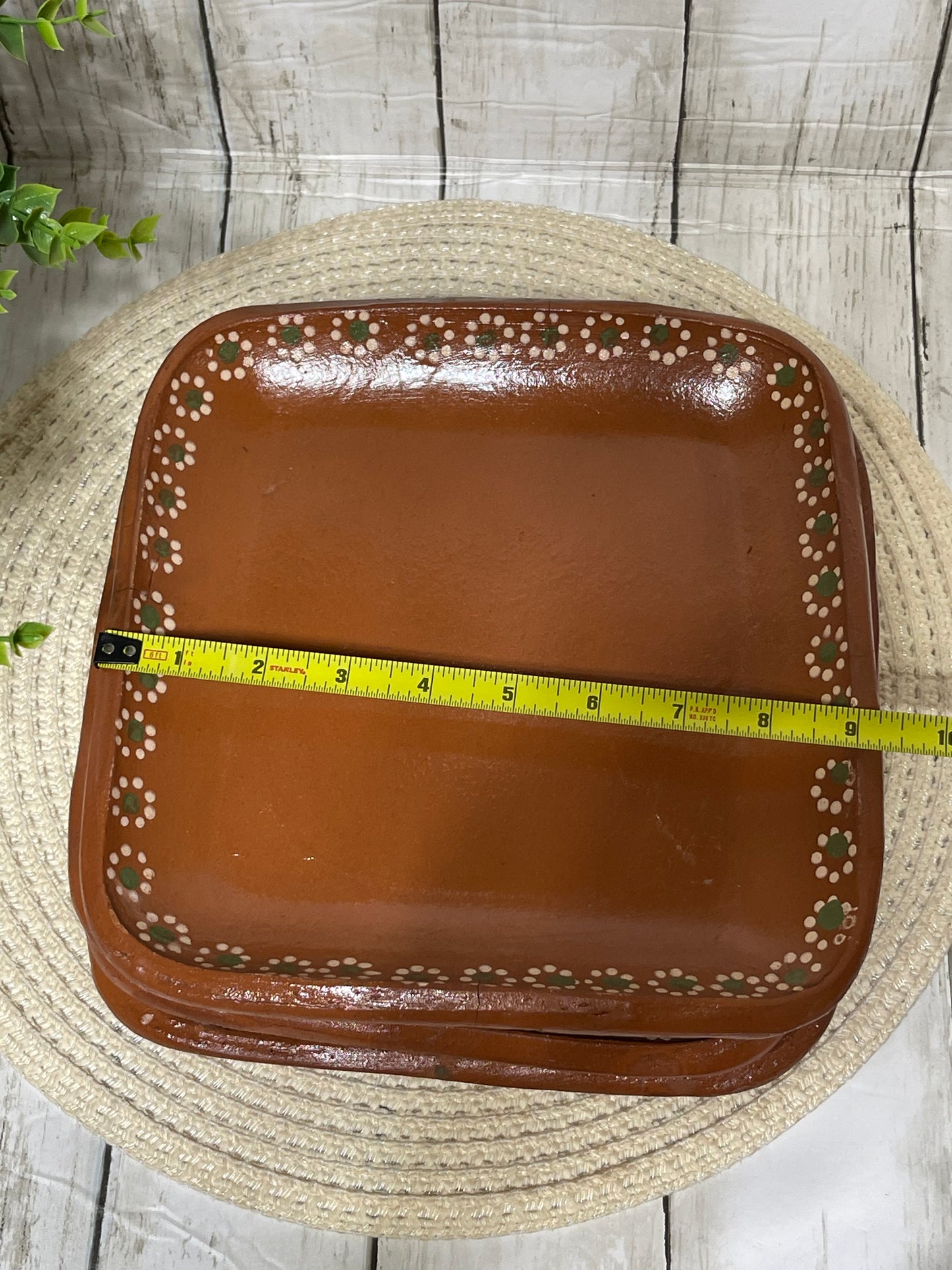 Mexico terracotta rustic 2pc-square plate/Platos cuadrados de barro mexicano/Mexico clay square plate