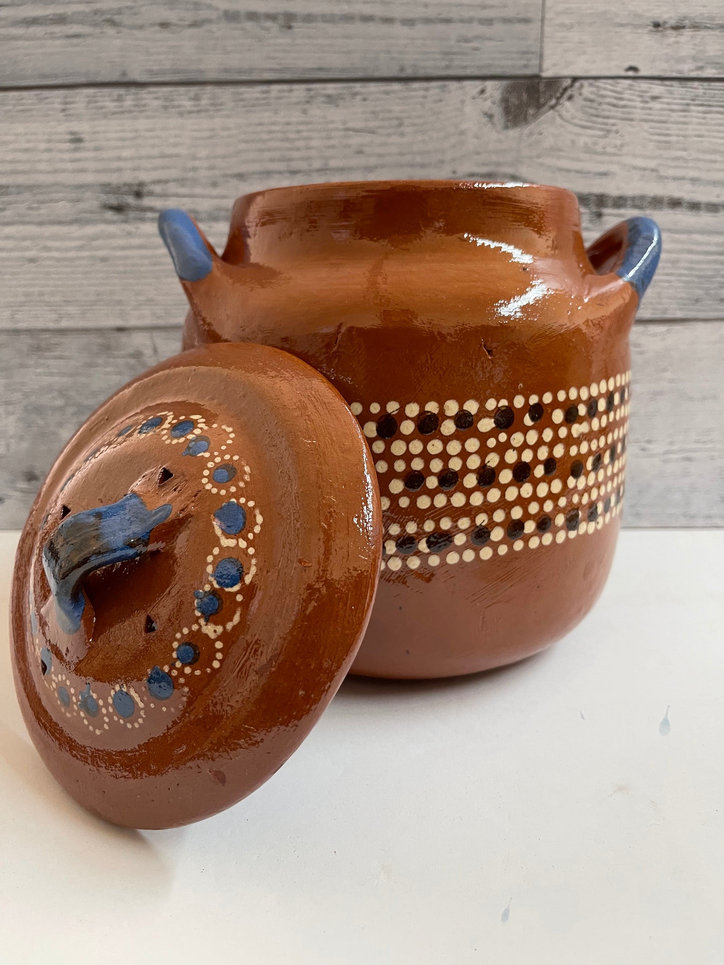 Olla frijolera Capula/olla florero/olla Michoacana/olla de barro frijolera con tapa/vintage bean pot with lid/handmade pot/handcrafted Mexico pot/florero de barro