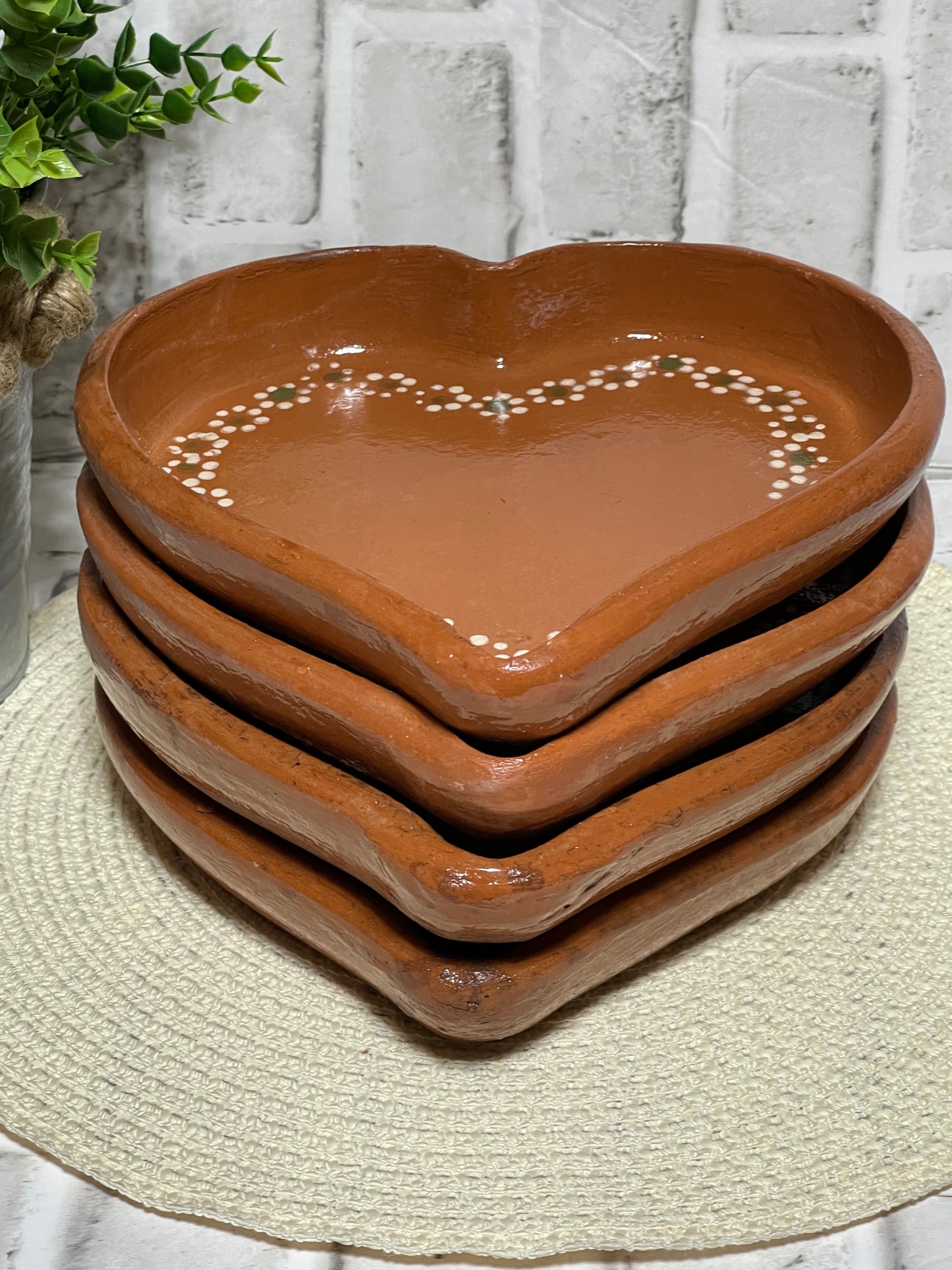 Terracotta corazón plate/Plato corazon 9” de barro-2pc set