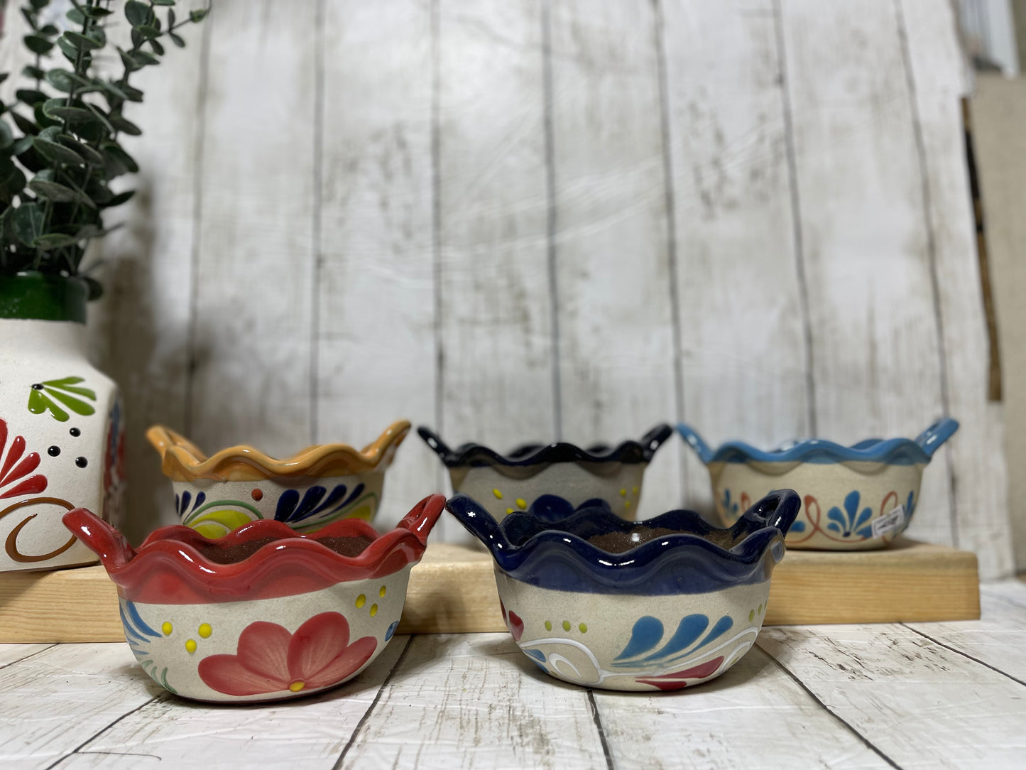 Mexican handmade terracotta cazuelita salsa bowl assorted colors/salseras de barro