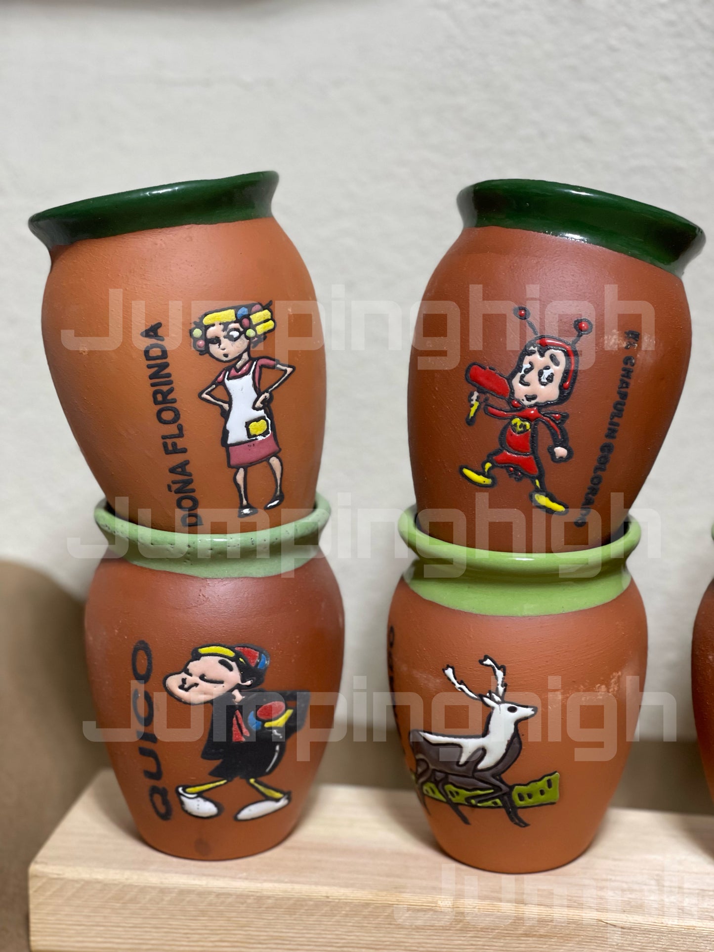Handmade clay mexican loteria cup/tumbler 5”-cantarito loteria