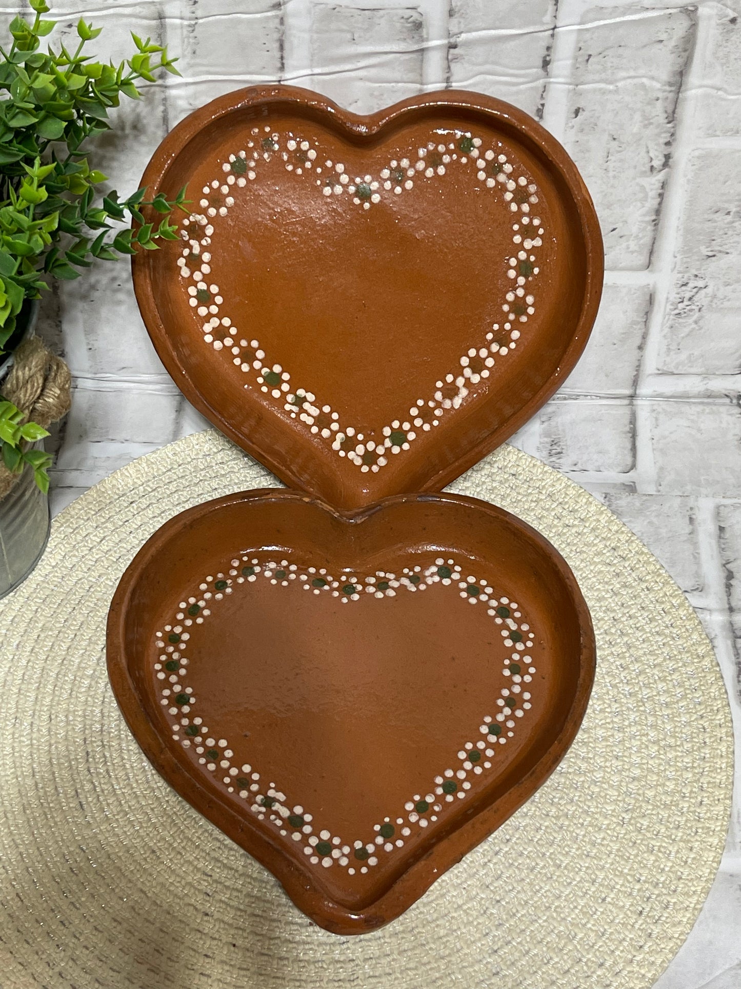 Terracotta corazón plate/Plato corazon 9” de barro-2pc set