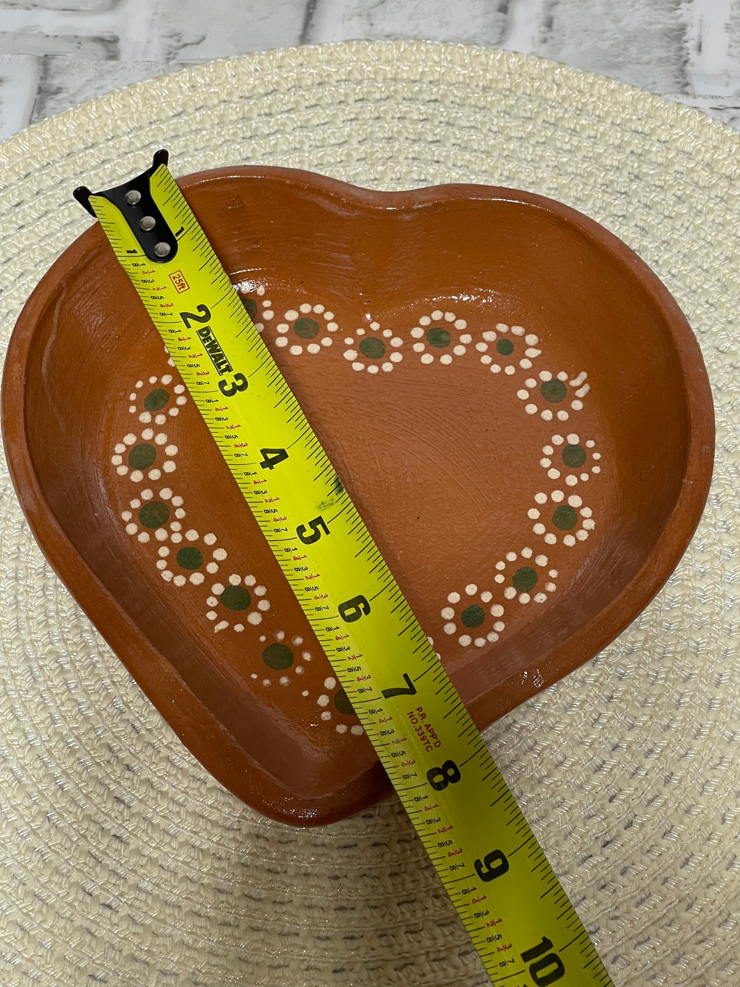 2pc-Plato corazon de barro/terracota heart shape plate