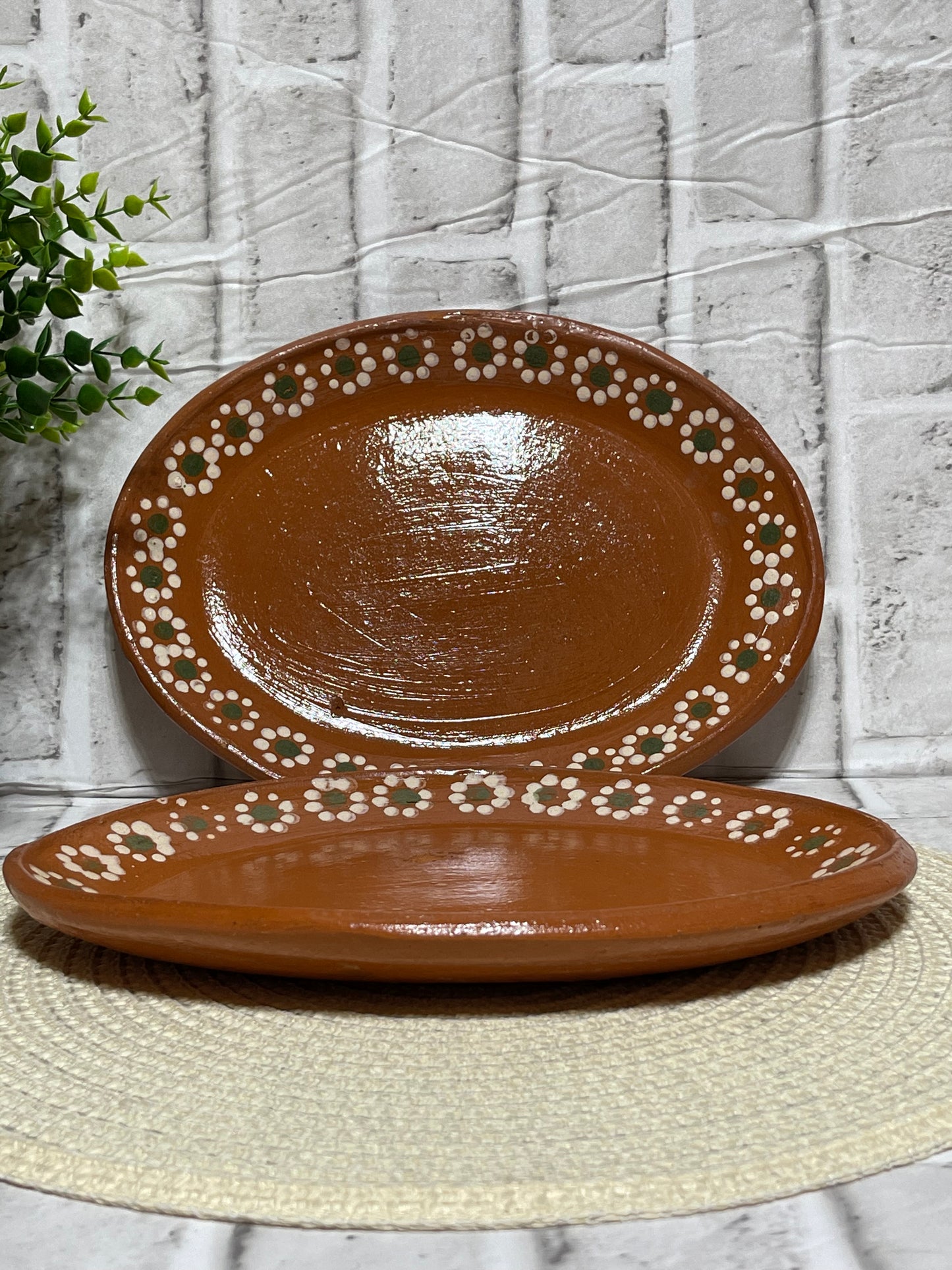 Tonala Terracotta flat oval plates 28cm-2pc set