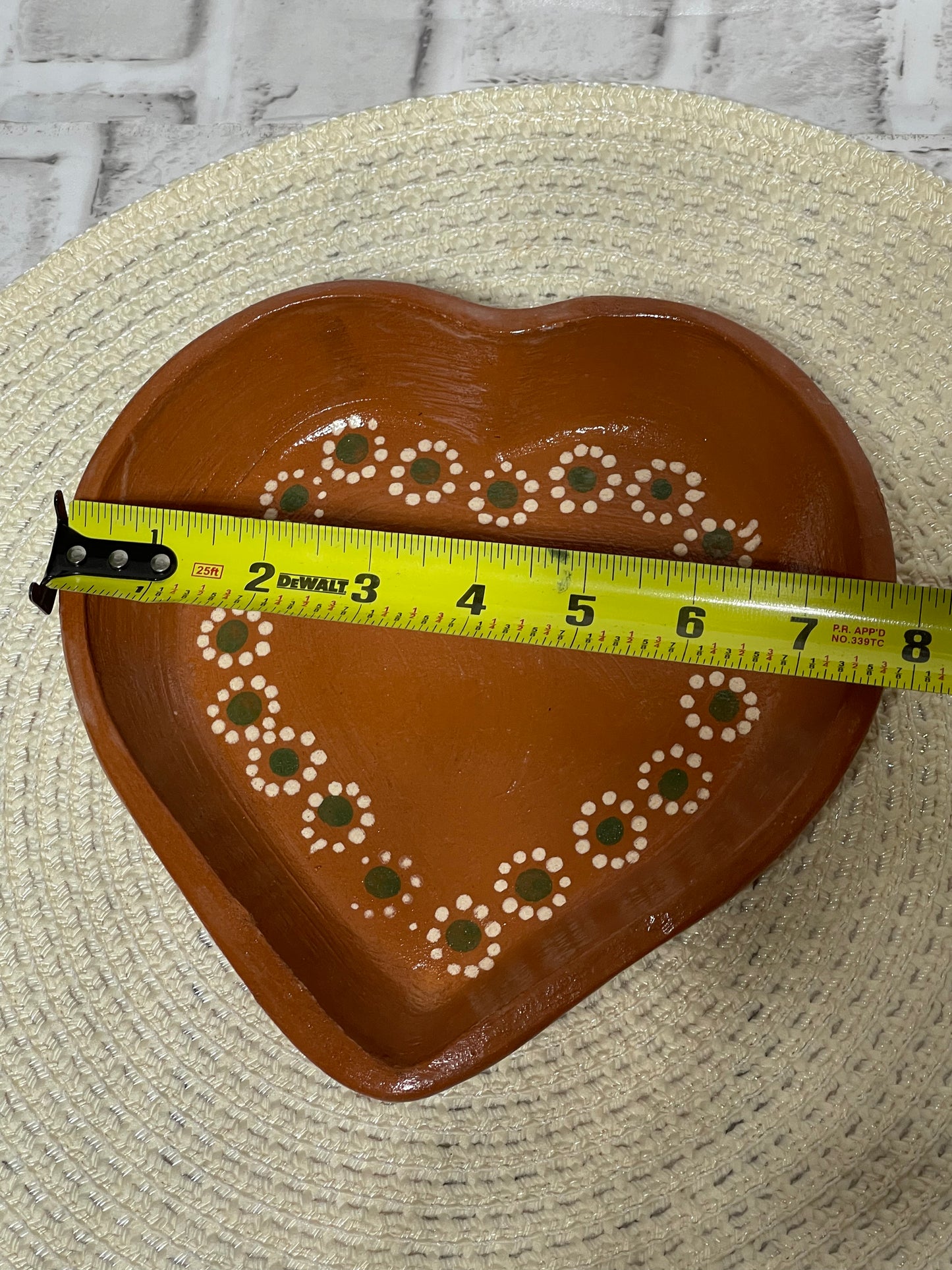 2pc-Plato corazon de barro/terracota heart shape plate