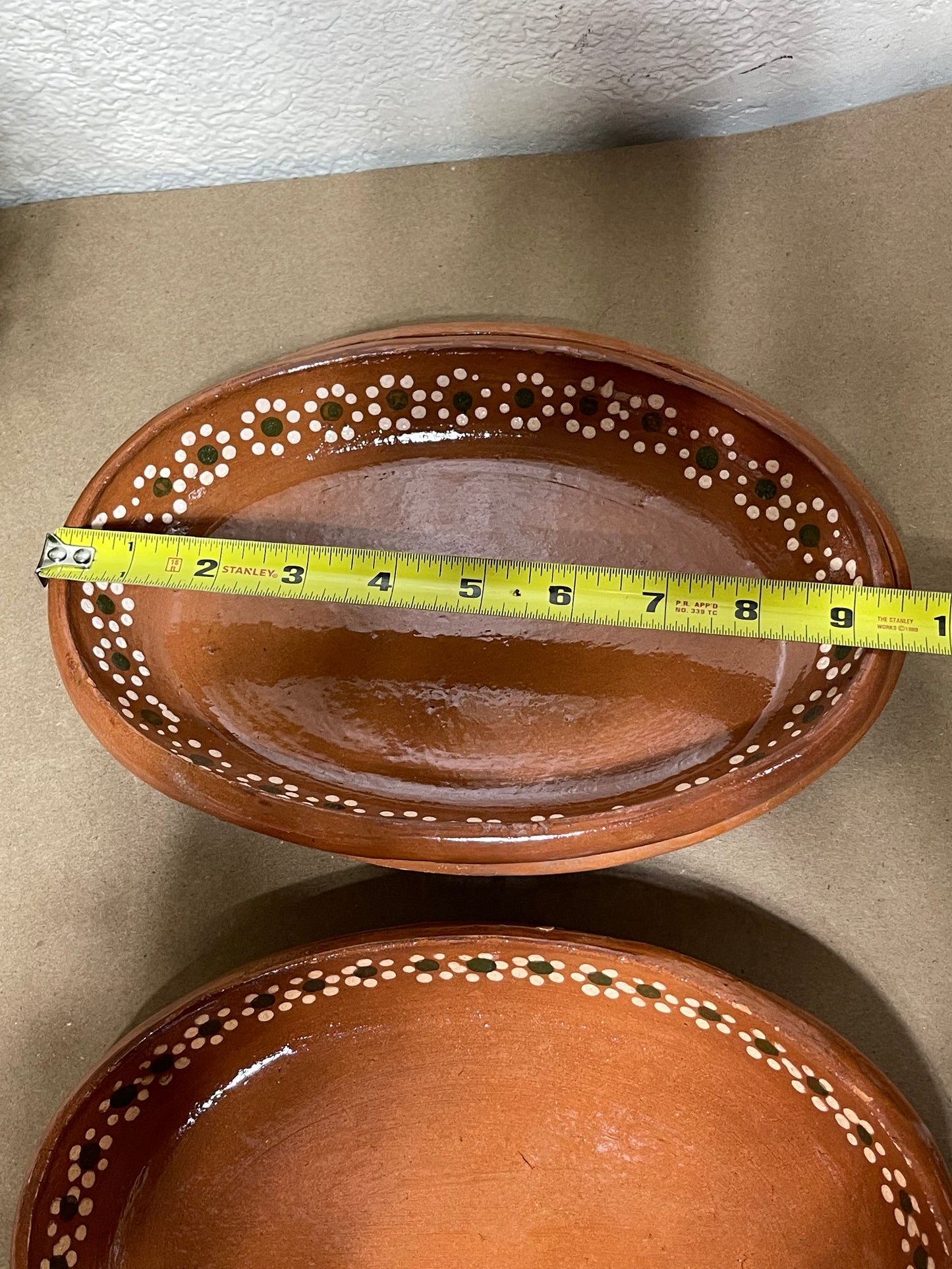 Mexican handmade 24cm oval plate 2pc set/Platos de barro ovalados