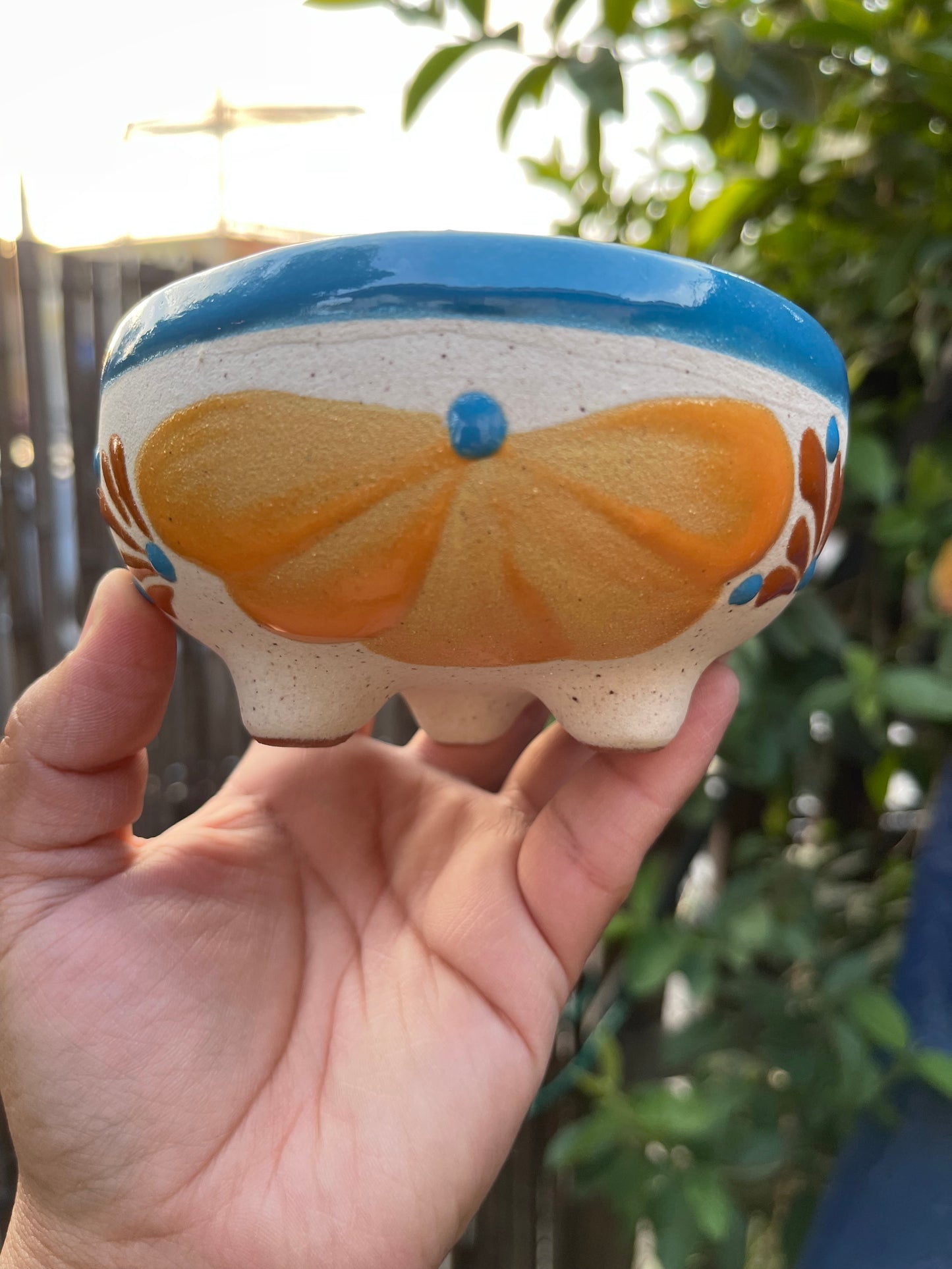 hand painted pottery 4”-mini molcajete  assorted colors- mini molcajete salsero de barro