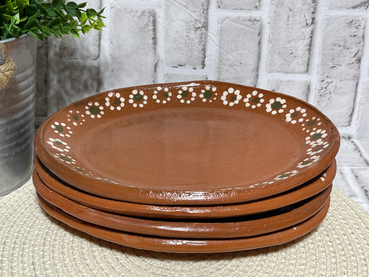 Tonala Terracotta flat oval plates 28cm-2pc set