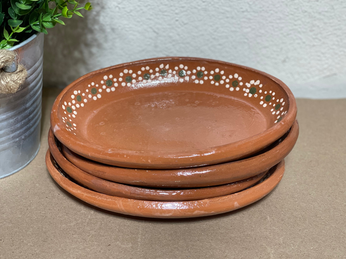 Mexican handmade 24cm oval plate 2pc set/Platos de barro ovalados