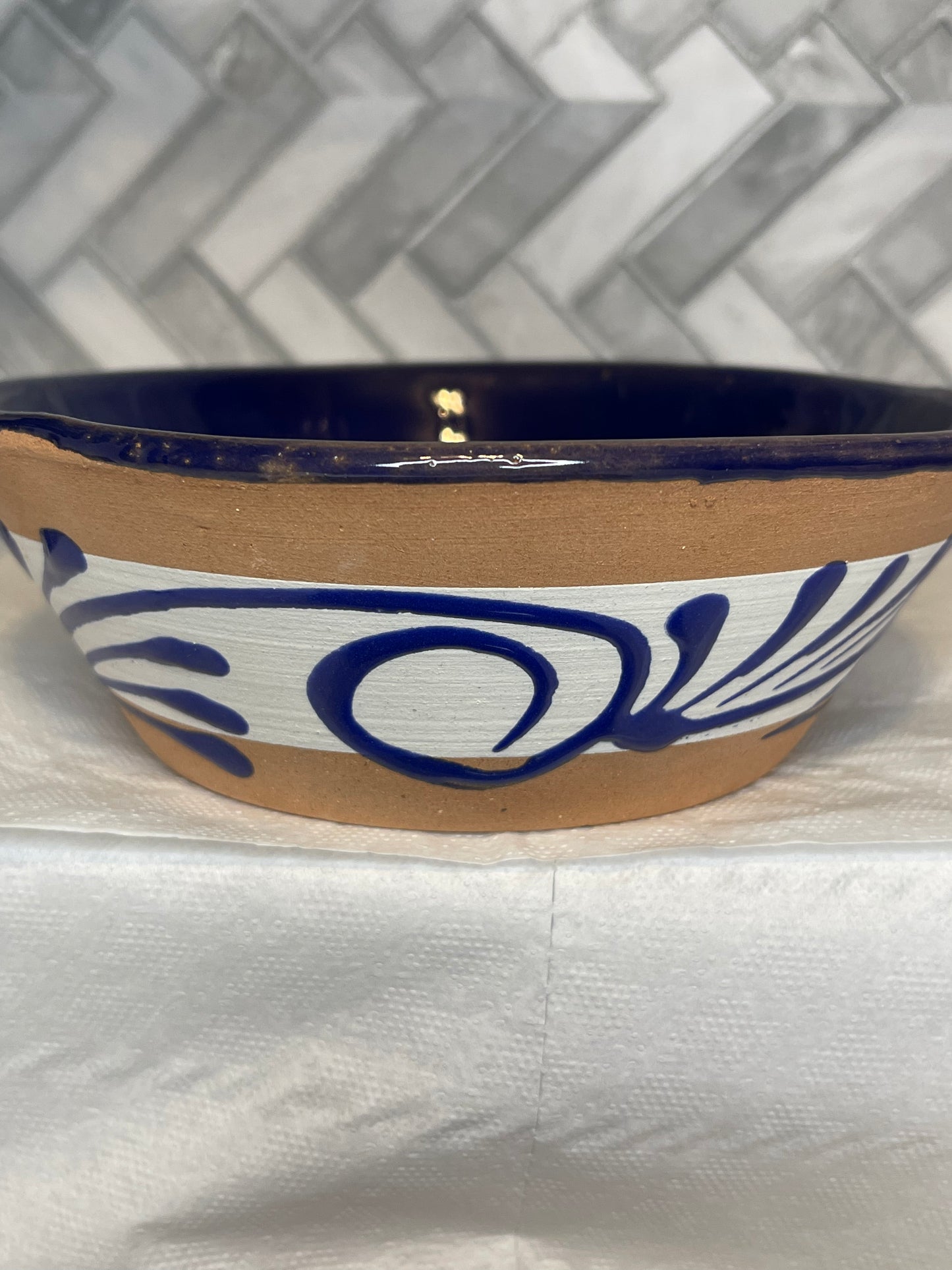 Authentic Mexican terracotta bowls 2pc set - talavera - Platos de barro azul talavera