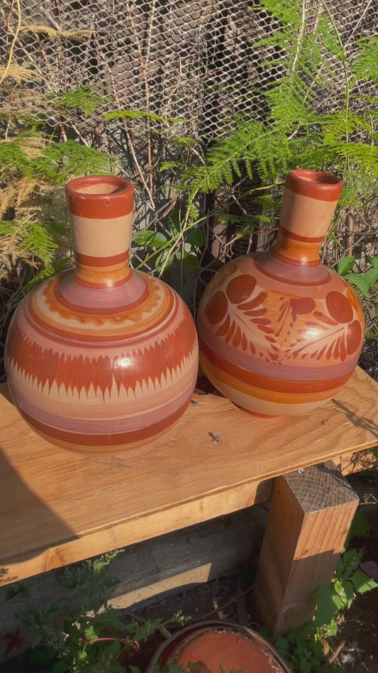 Mexico handcrafted rustíc vintage water jug/decanter/carafe/terracotta water jug/ botellon de barro natural