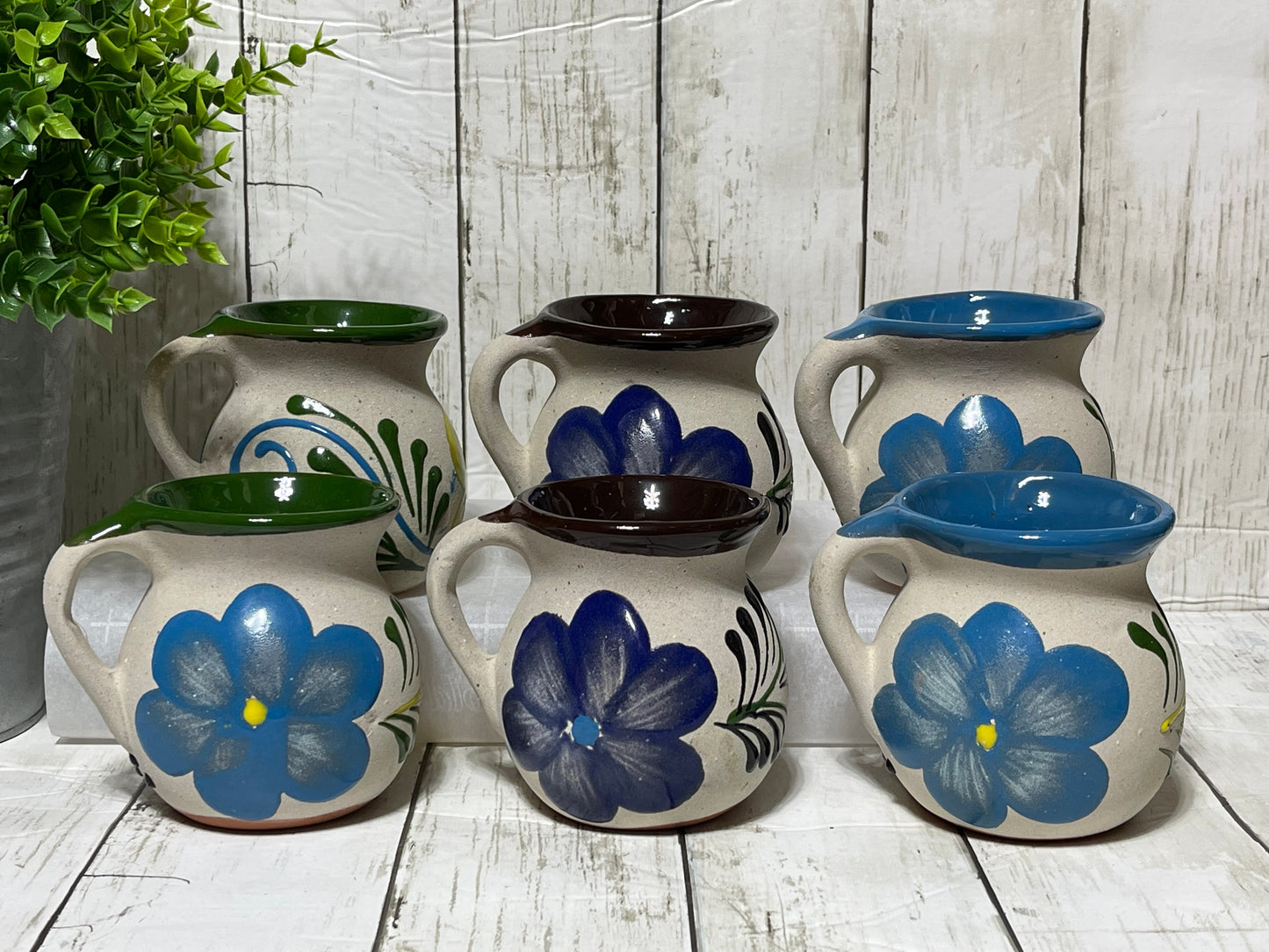 Mexican Ceramic mugs 6pc set assorted colors/jarrito surtido