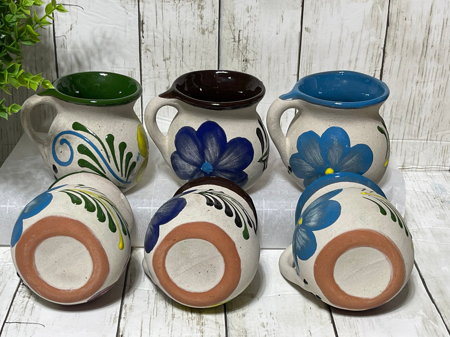 Mexican Ceramic mugs 6pc set assorted colors/jarrito surtido