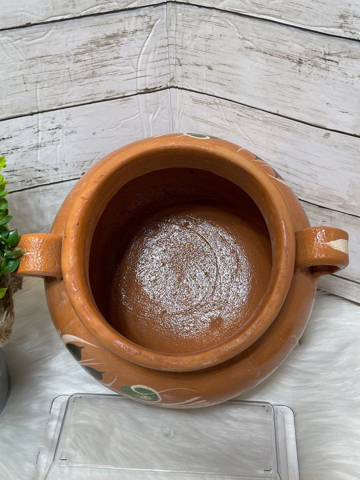 Authentic Mexican hand made Tonala pot with lid/olla redonda con tapa