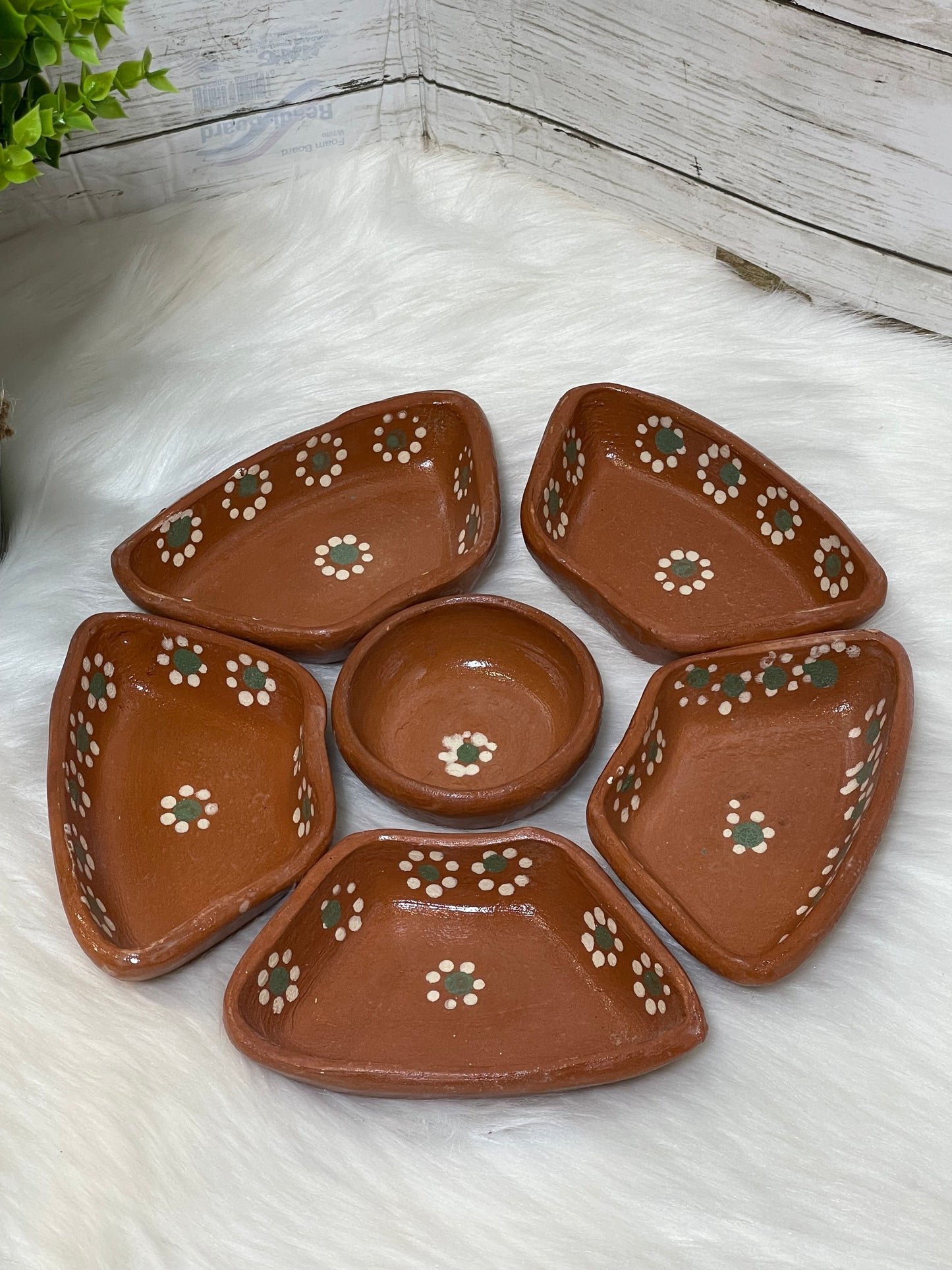 Authentic rustic Mexican snack tray gift set/ botanero rustico de barro.