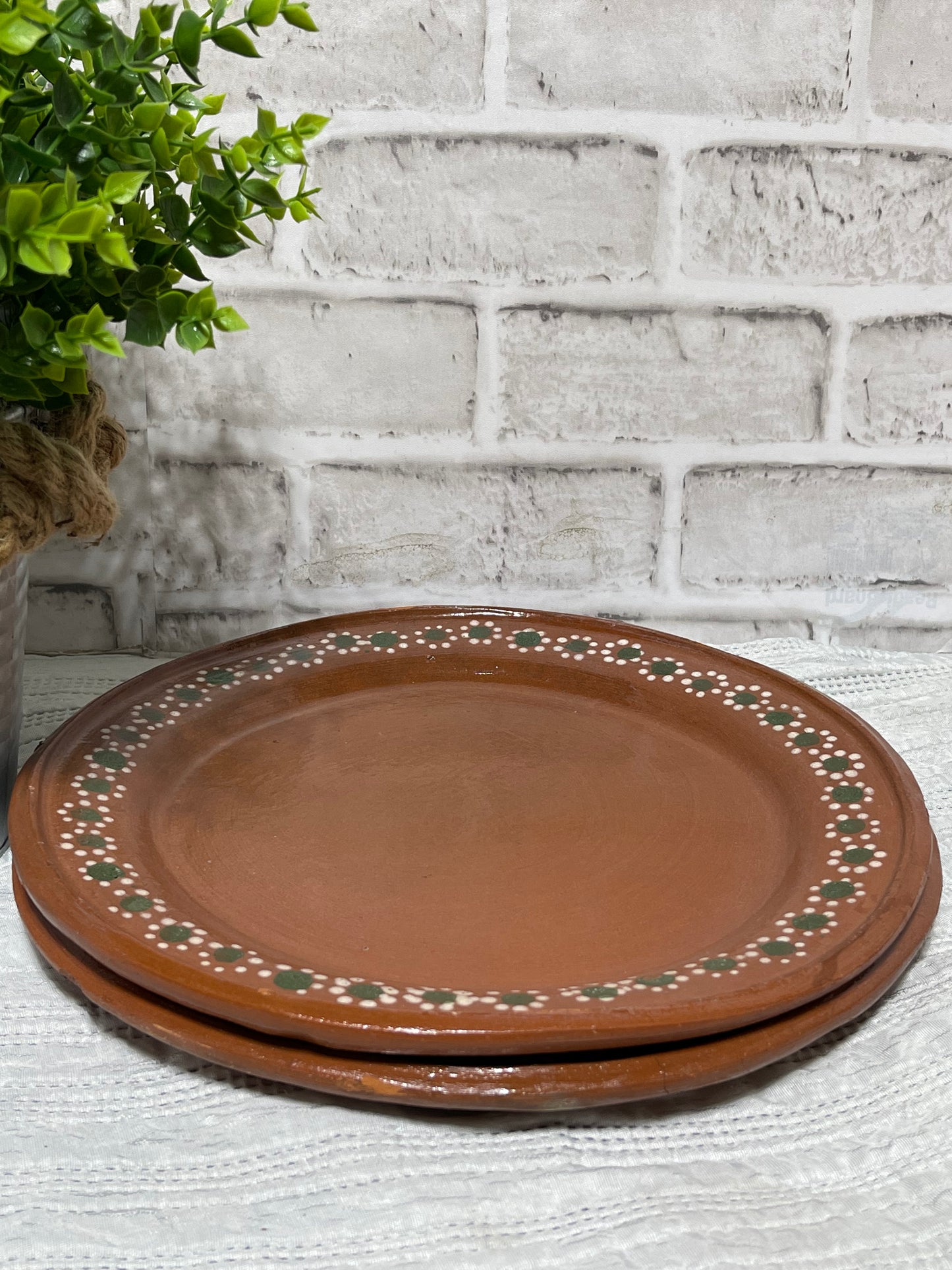Mexican handmade rustic clay plates set of 2- Plato de barro.
